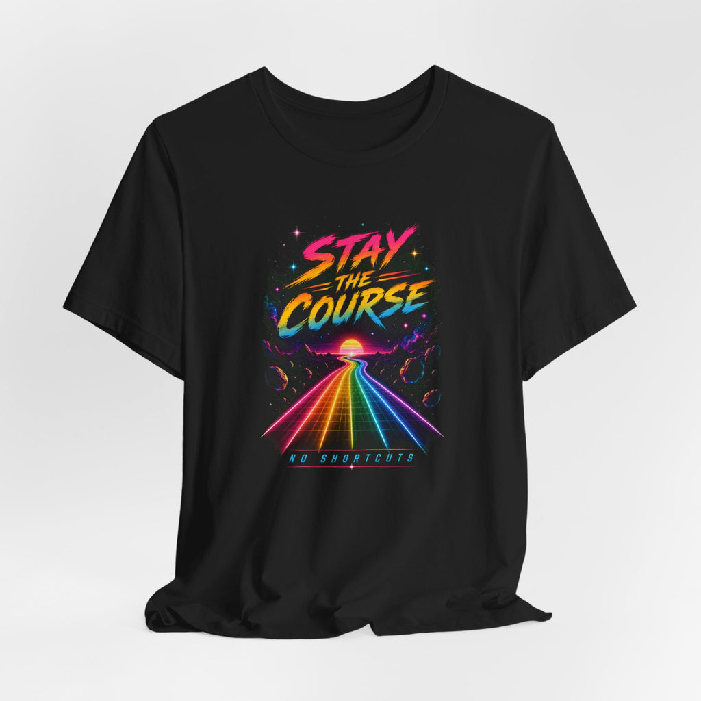 Incognito Stay the Course Retro Rainbow Road Neon T-Shirt | Bella Canvas 3001
