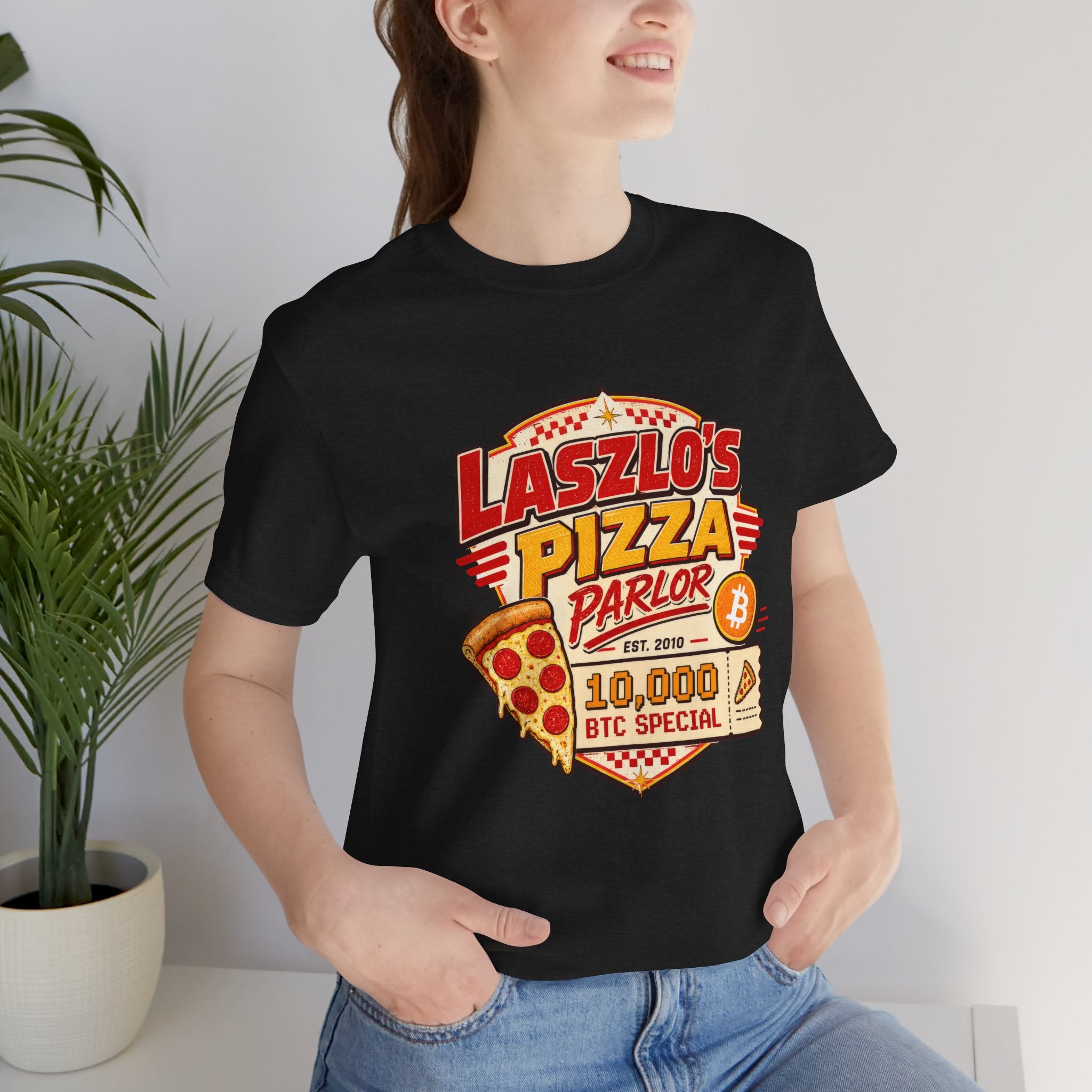 Laszlo's Pizza Parlor 10,000 Bitcoin Pizza Day Tee | Bella Canvas 3001
