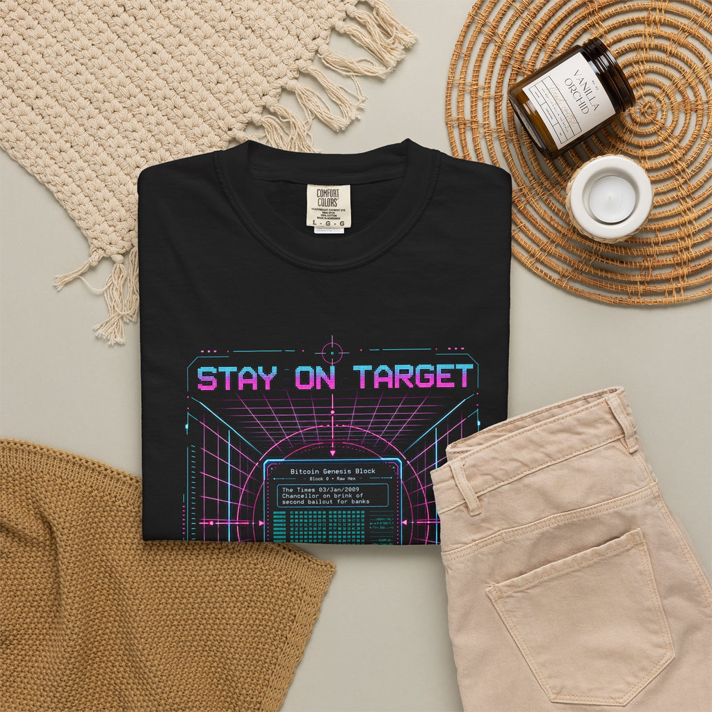 Bitcoin Genesis Block Heavyweight Tee | Retro 80s Cypherpunk T-shirt | Stay on Target | Comfort Colors 1717