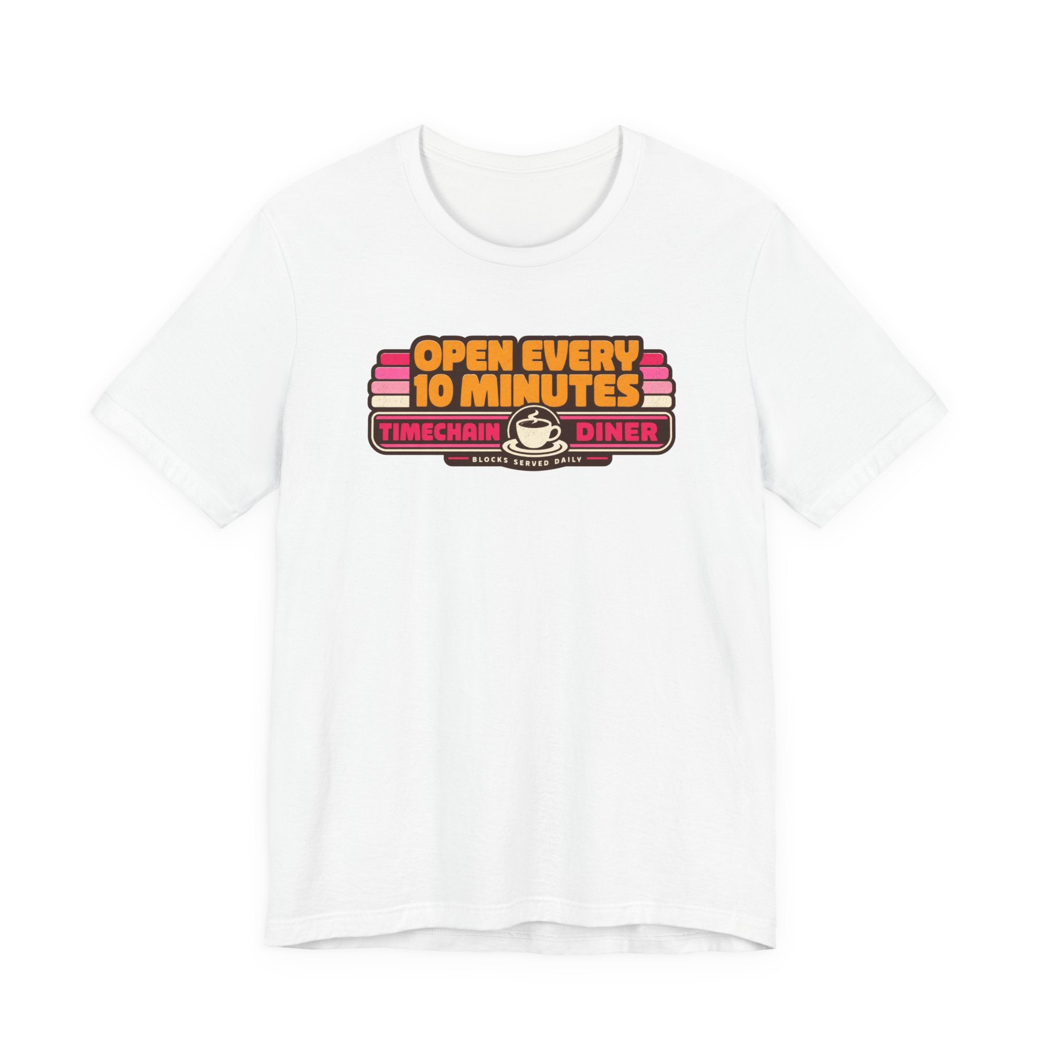 Incognito Open Every 10 Minutes Timechain Diner Tee | Retro Coffee T-Shirt | Bella Canvas 3001
