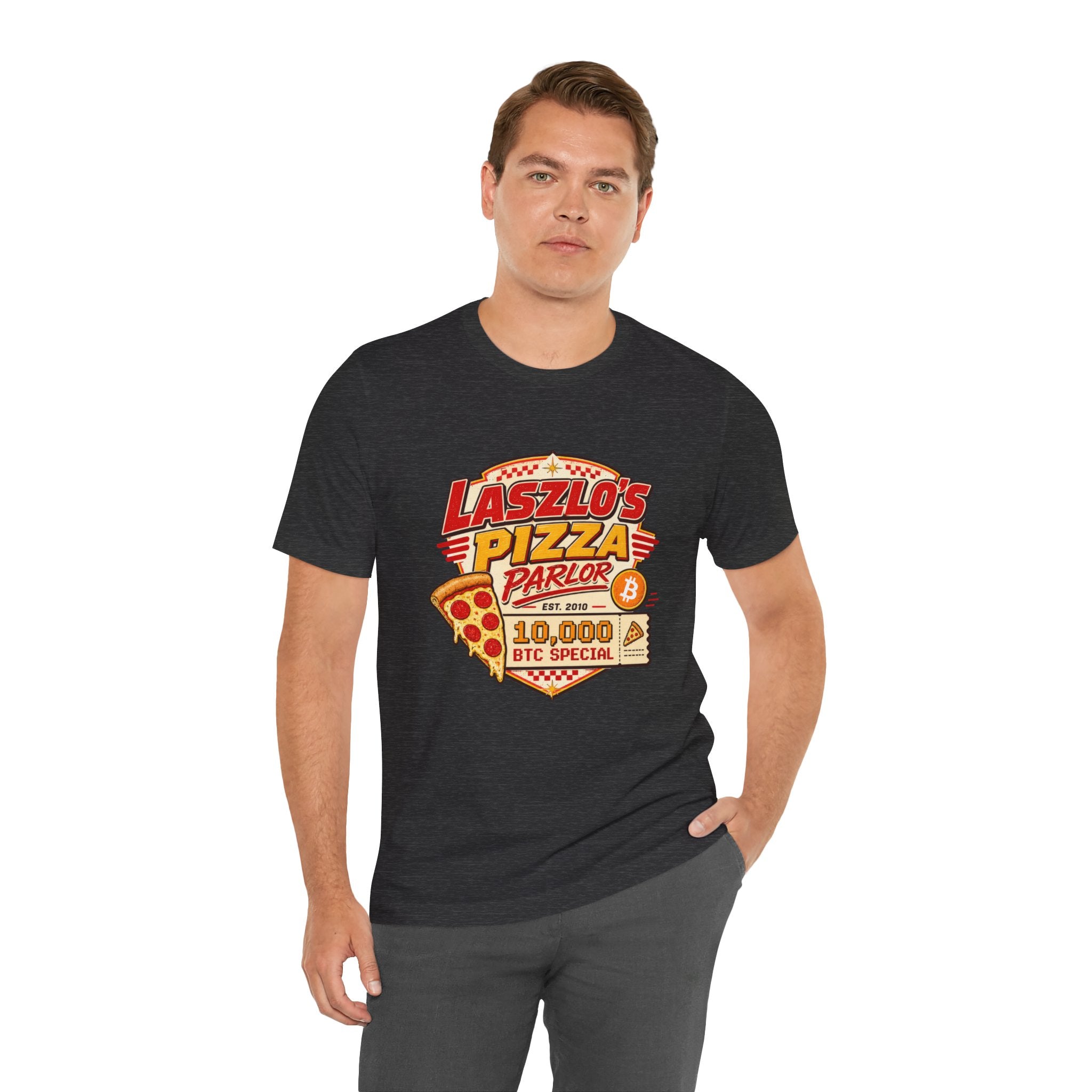 Laszlo's Pizza Parlor 10,000 Bitcoin Pizza Day Tee | Bella Canvas 3001