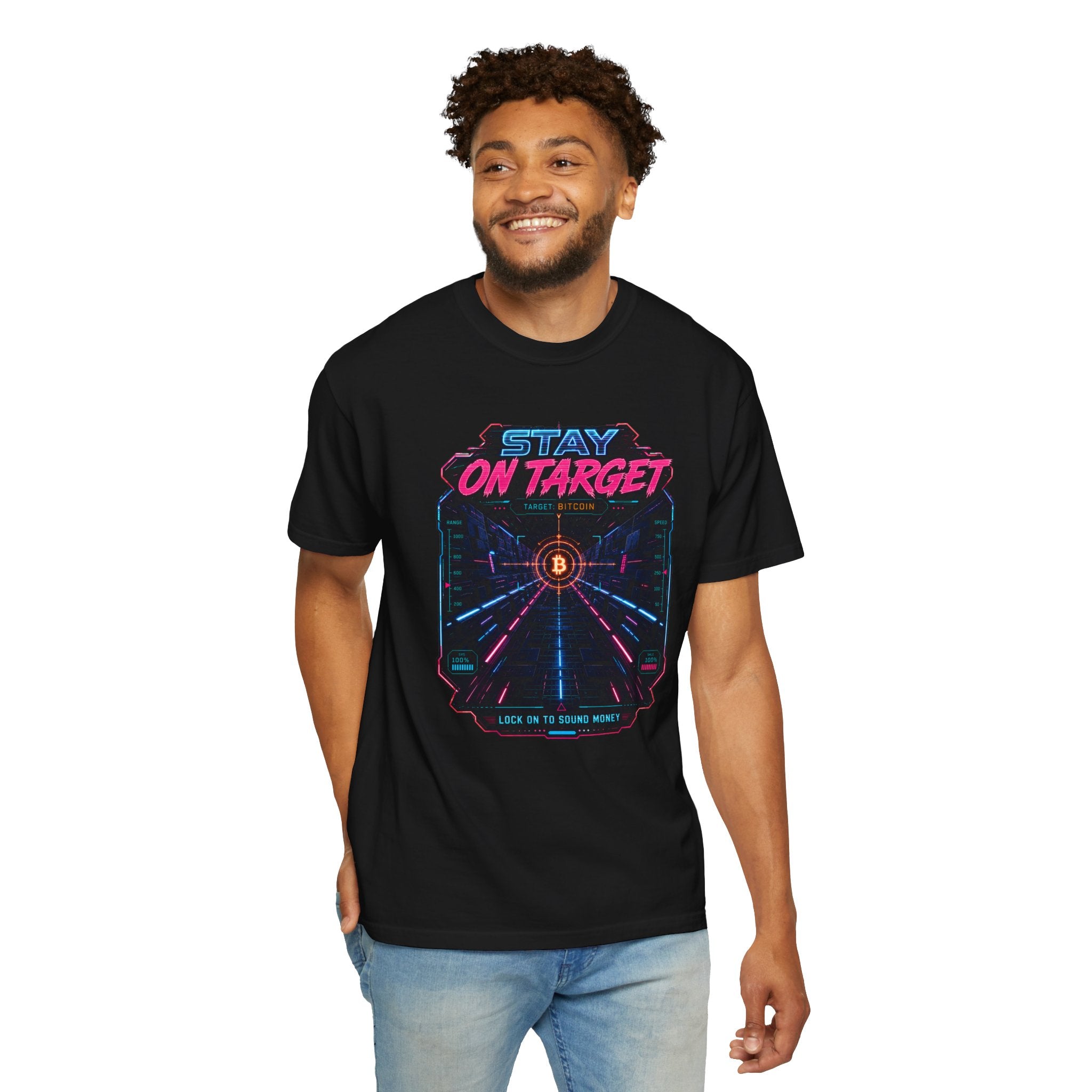 Stay On Target Bitcoin Heavyweight Retro Sound Money Graphic Tee | Comfort Colors 1717
