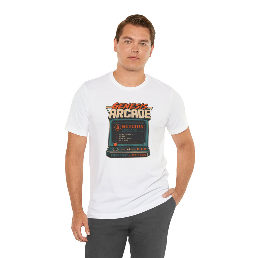 Bitcoin Genesis Block Retro Arcade T-Shirt | Bella Canvas 3001