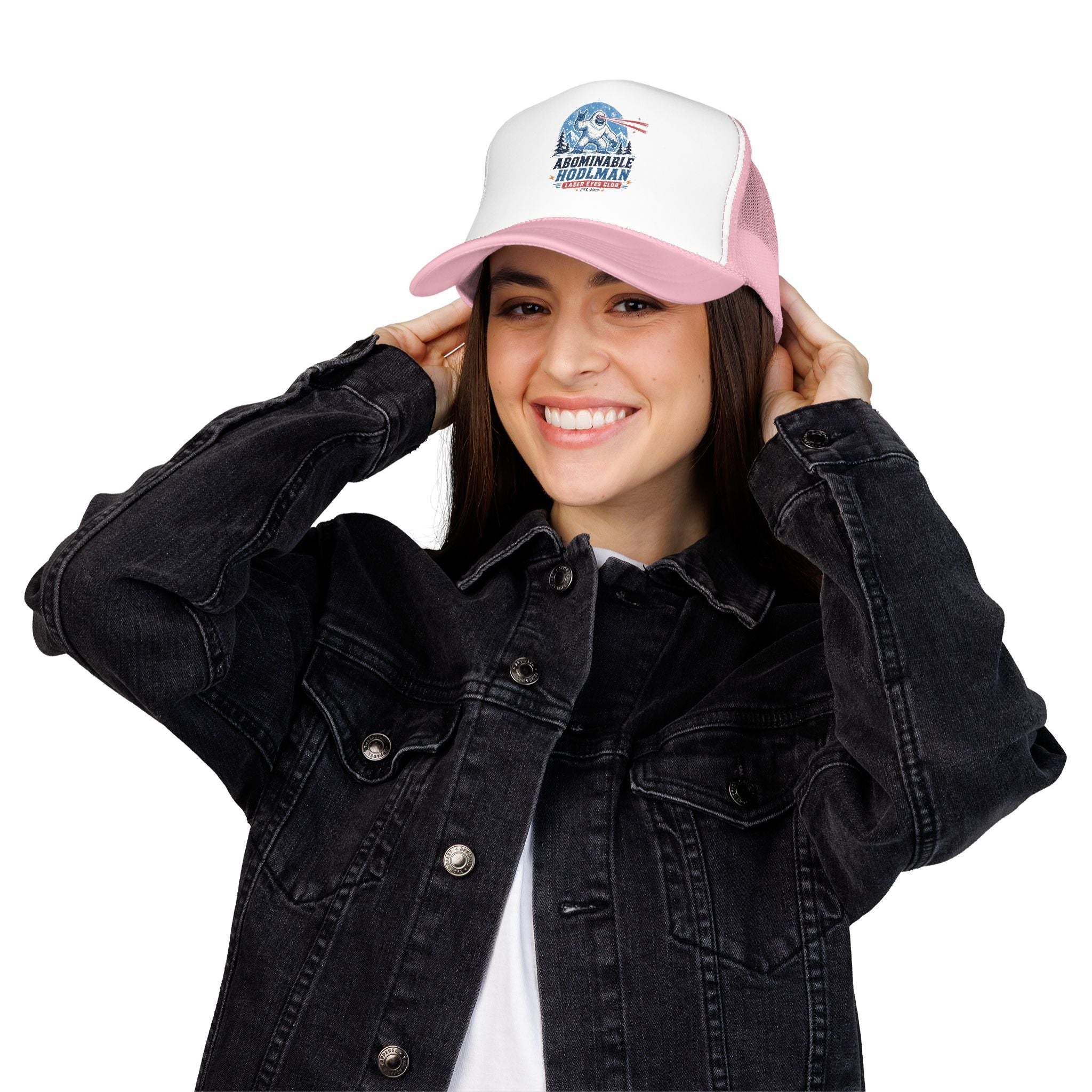 Abominable HODLman Laser Eyes Club Foam Trucker Hat