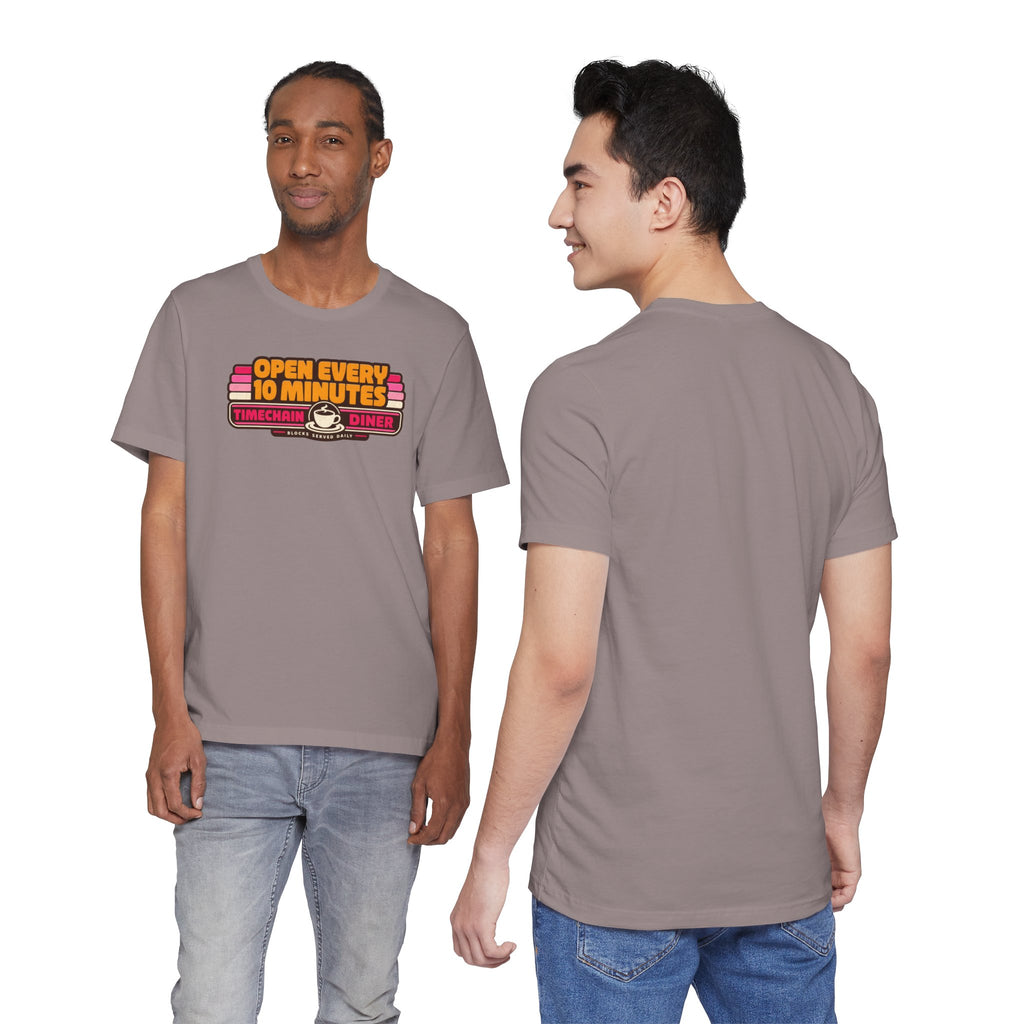 Incognito Open Every 10 Minutes Timechain Diner Tee | Retro Coffee T-Shirt | Bella Canvas 3001