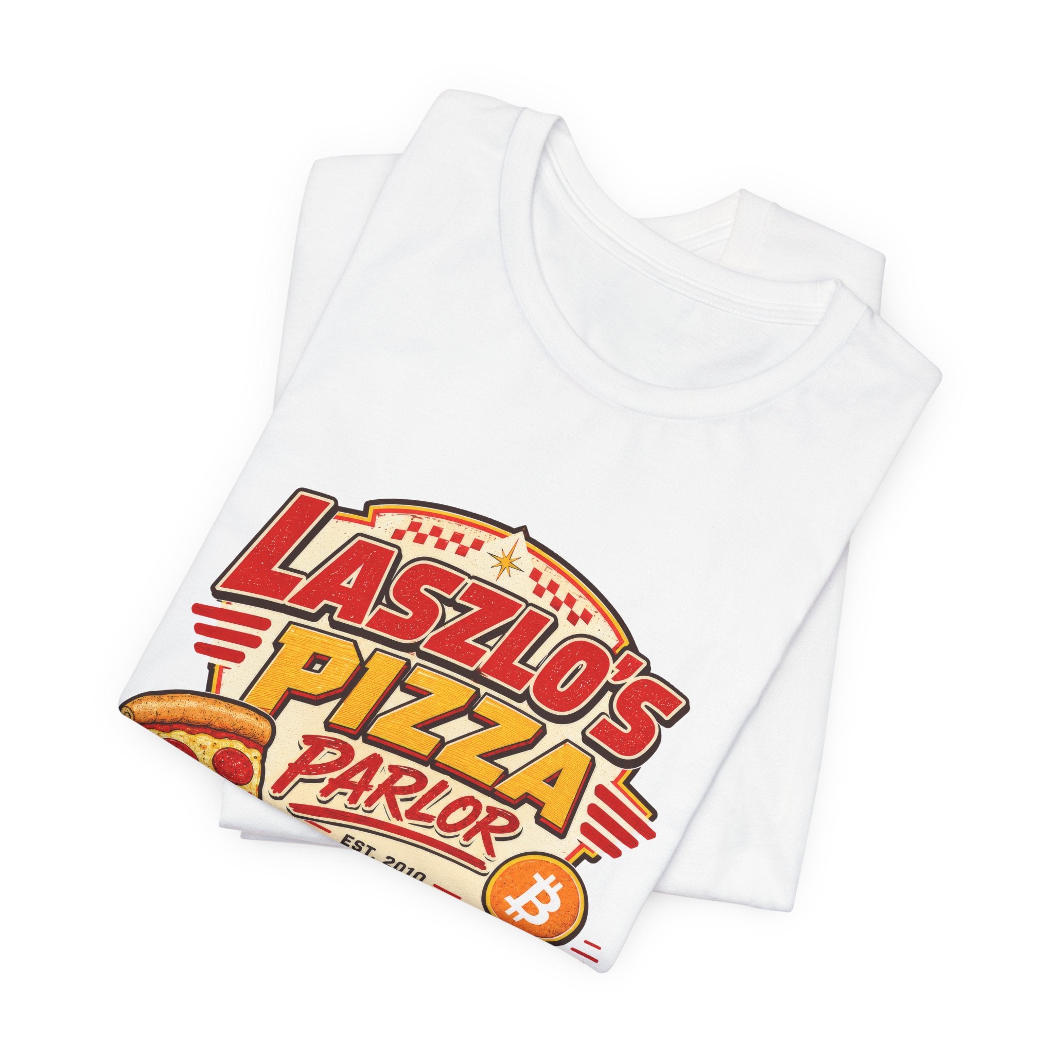 Laszlo's Pizza Parlor 10,000 Bitcoin Pizza Day Tee | Bella Canvas 3001