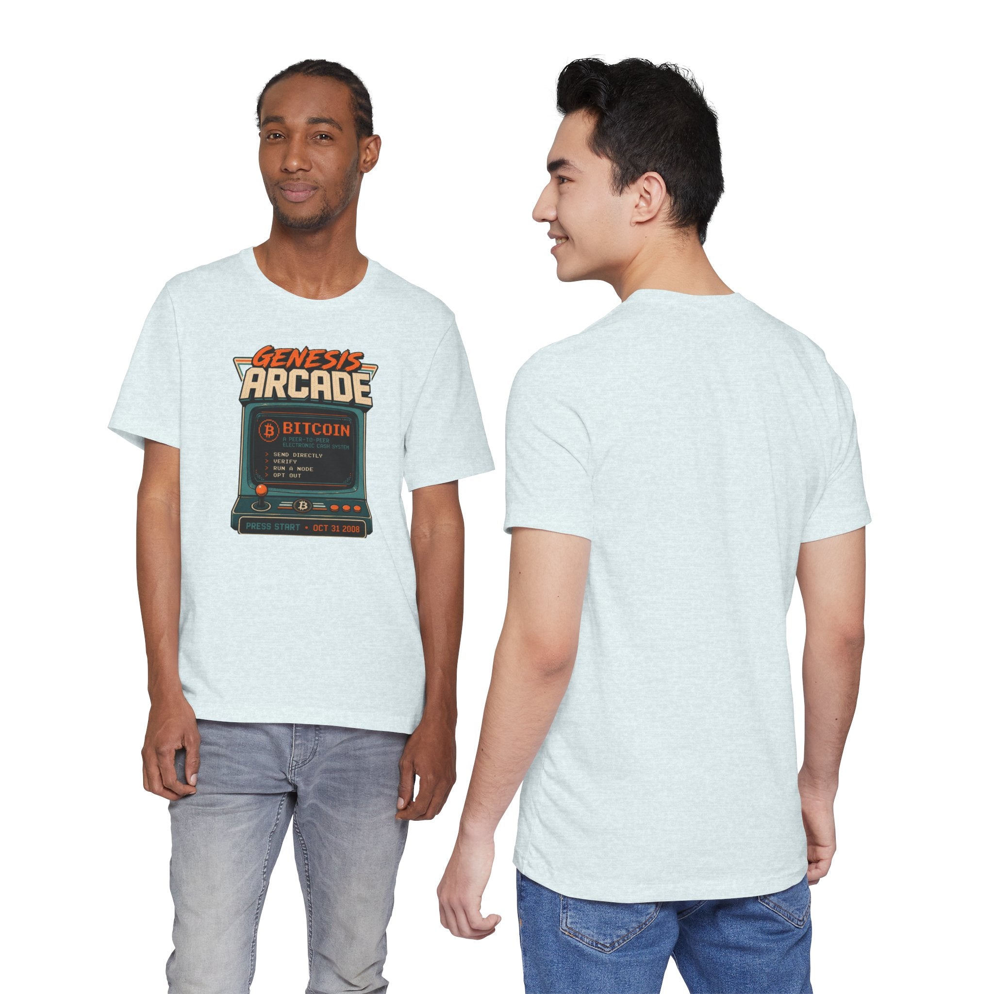 Bitcoin Genesis Block Retro Arcade T-Shirt | Bella Canvas 3001