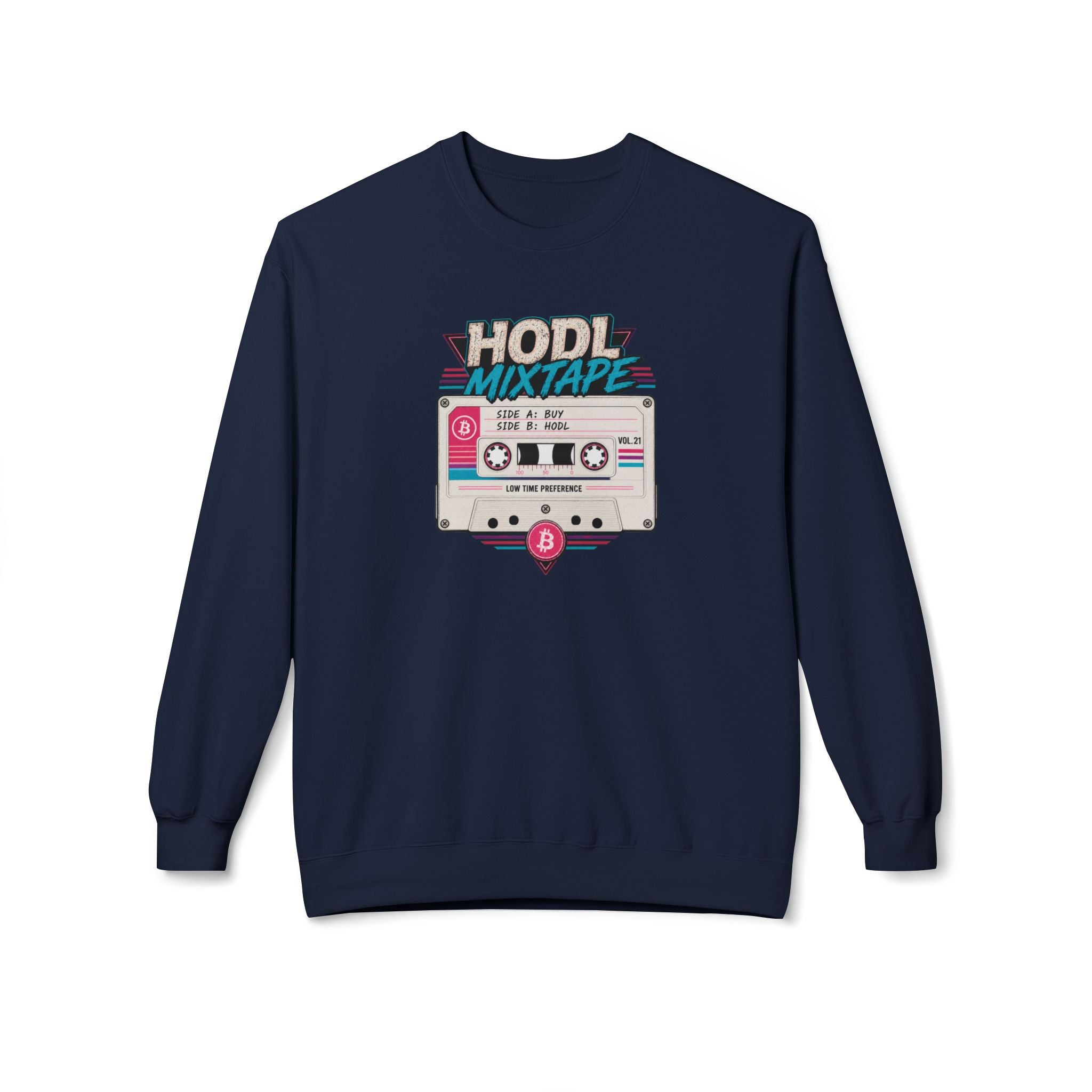 HODL Mixtape cassette design Sweatshirt | Bitcoin retro 80s style | Gildan SF000