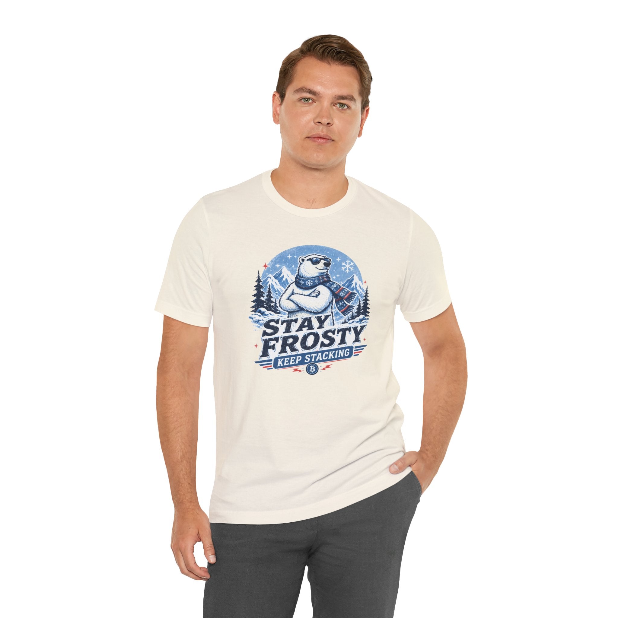 Stay Frosty, Keep Stacking Bitcoin T-Shirt | Bella Canvas 3001