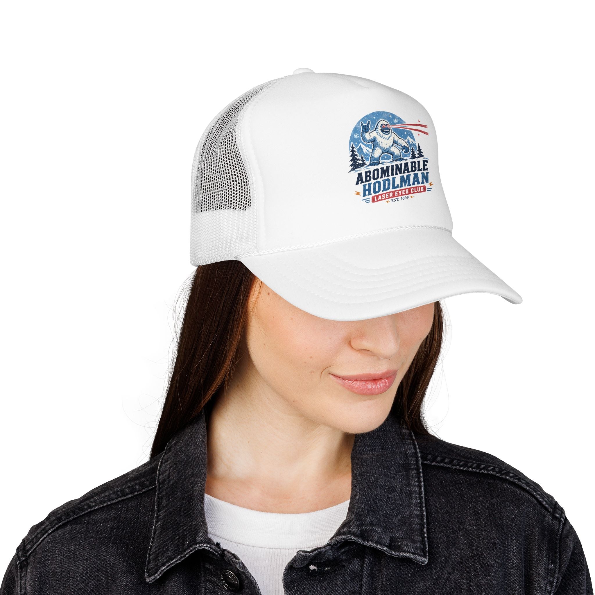 Abominable HODLman Laser Eyes Club Foam Trucker Hat