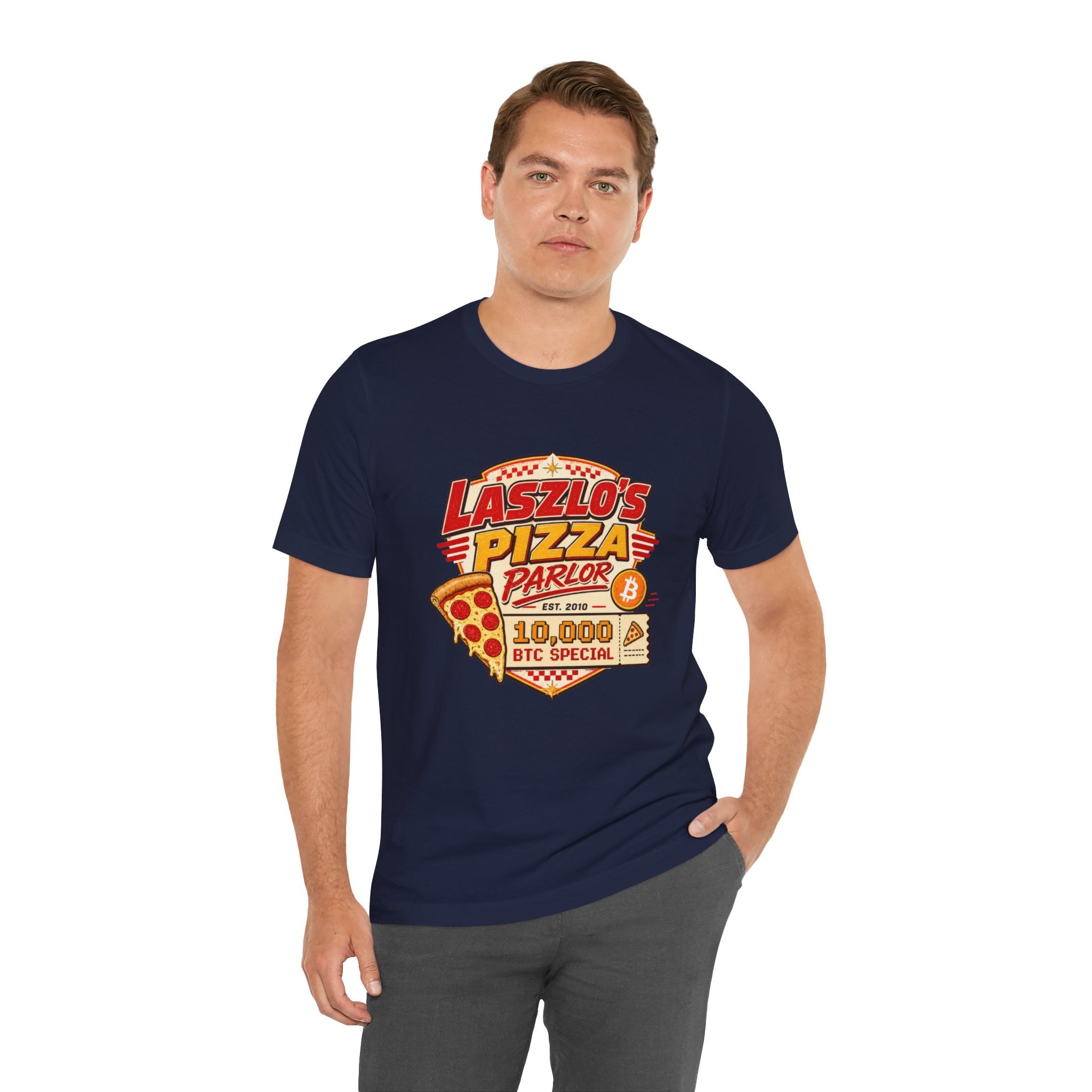 Laszlo's Pizza Parlor 10,000 Bitcoin Pizza Day Tee | Bella Canvas 3001