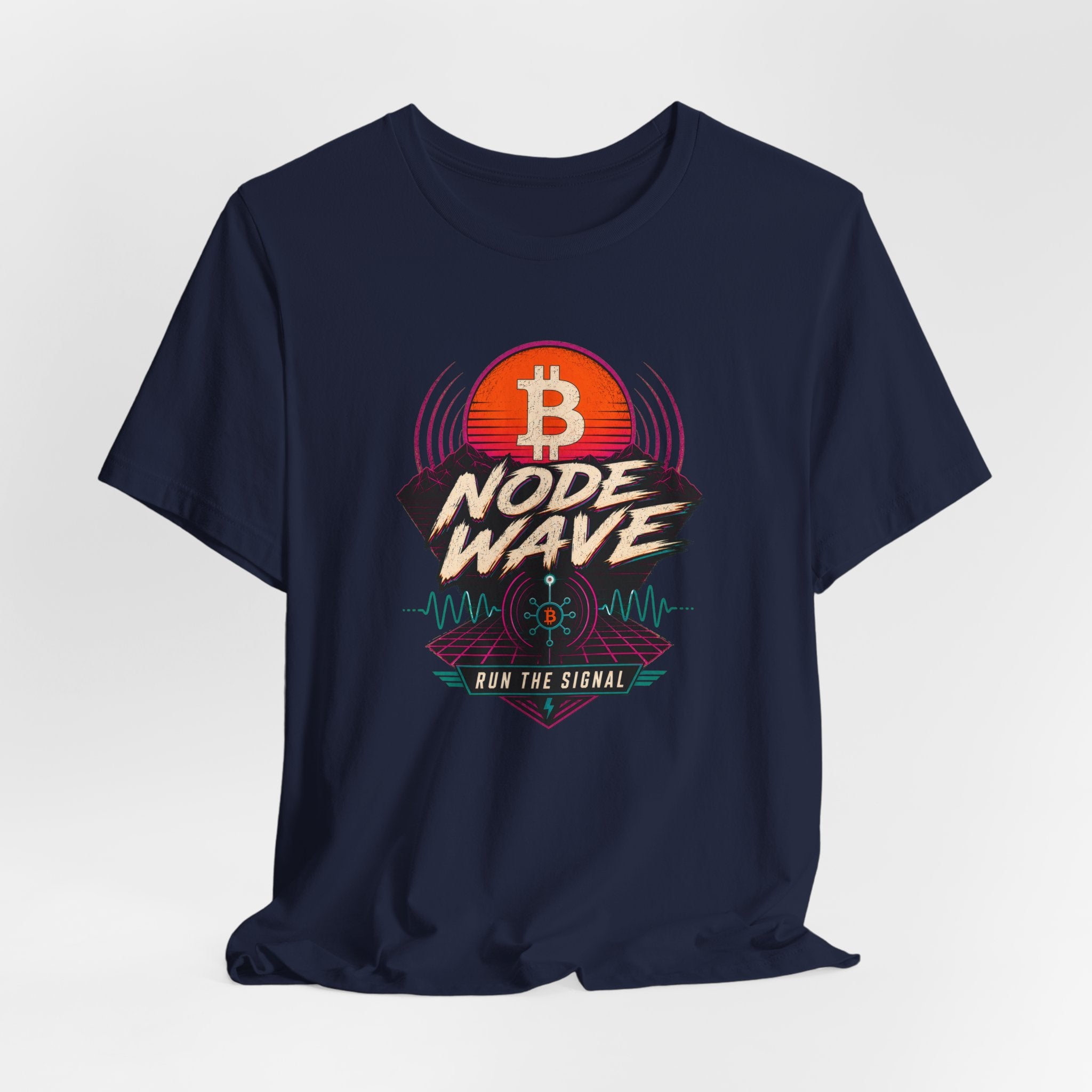 Bitcoin Node Wave "Run the Signal" Retro Tee | Bella Canvas 3001