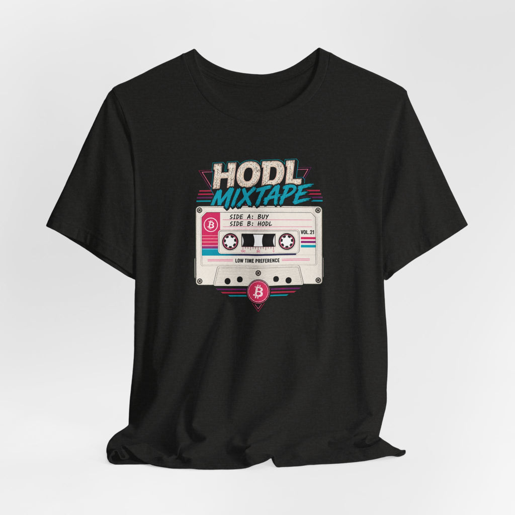 HODL Mixtape Cassette T-Shirt | Bitcoin Low Time Preference retro design Tee | Bella Canvas 3001