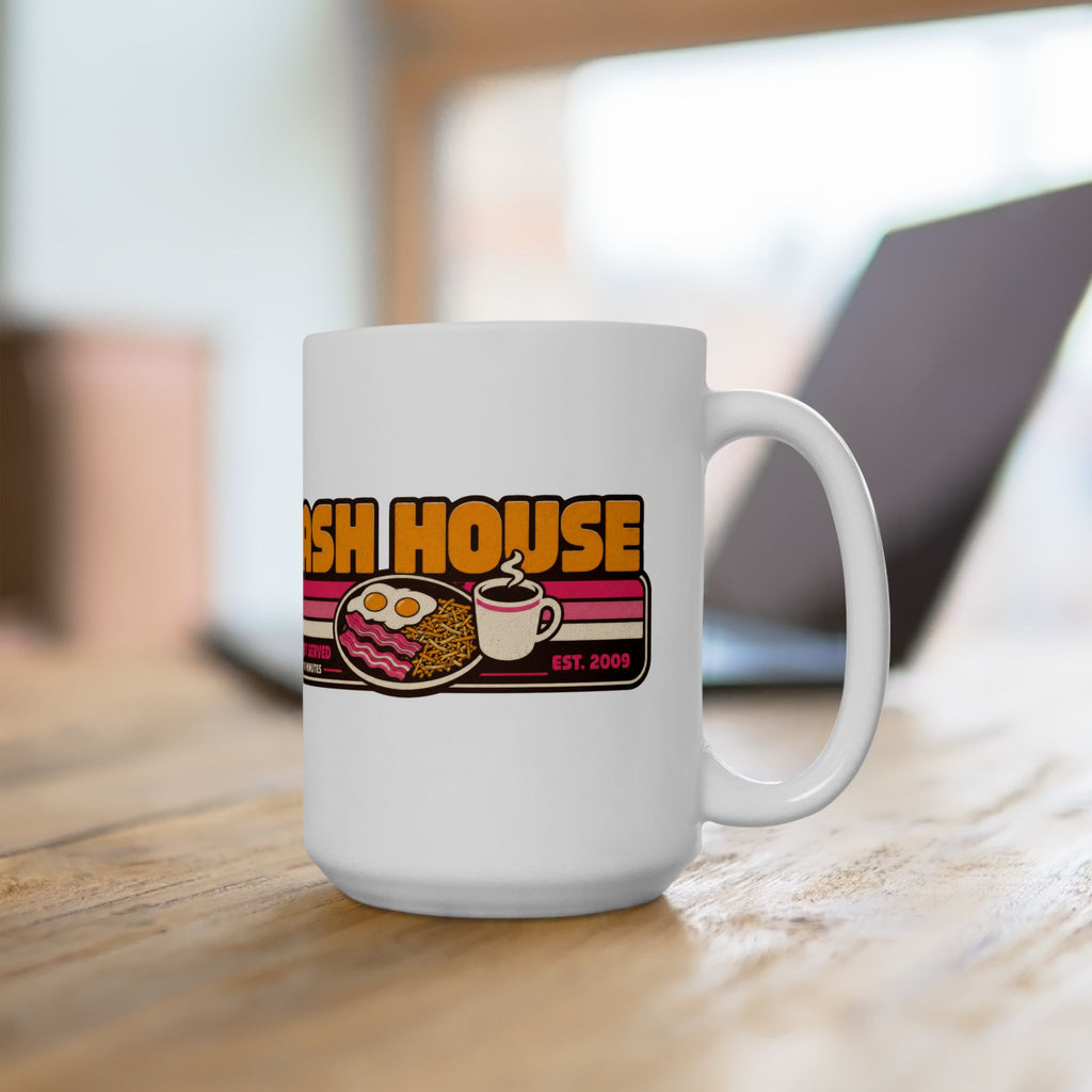 Hash House Retro Breakfast Logo Mug | Breakfast Served Every 10 Minutes | 11oz and 15 oz