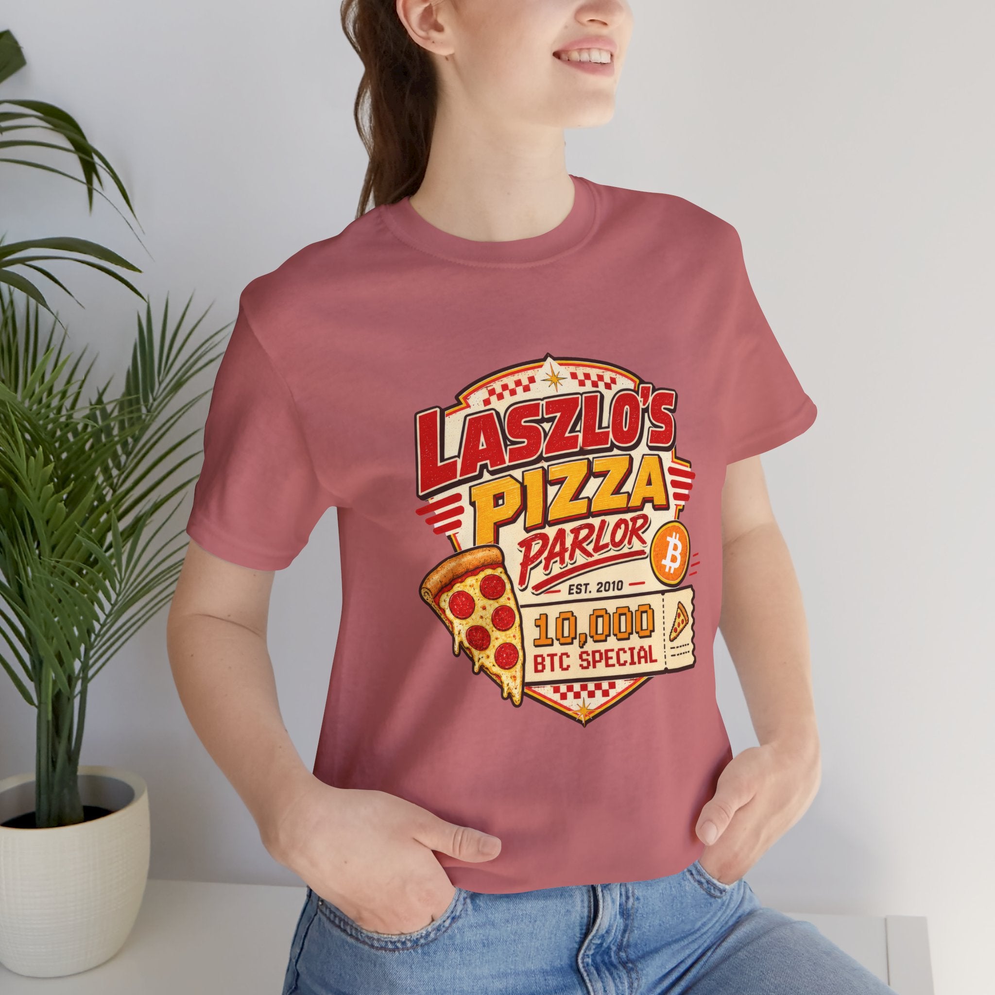 Laszlo's Pizza Parlor 10,000 Bitcoin Pizza Day Tee | Bella Canvas 3001