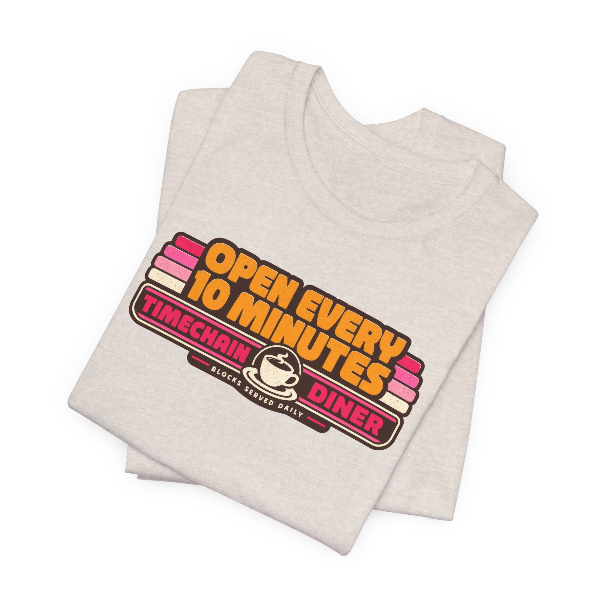 Incognito Open Every 10 Minutes Timechain Diner Tee | Retro Coffee T-Shirt | Bella Canvas 3001