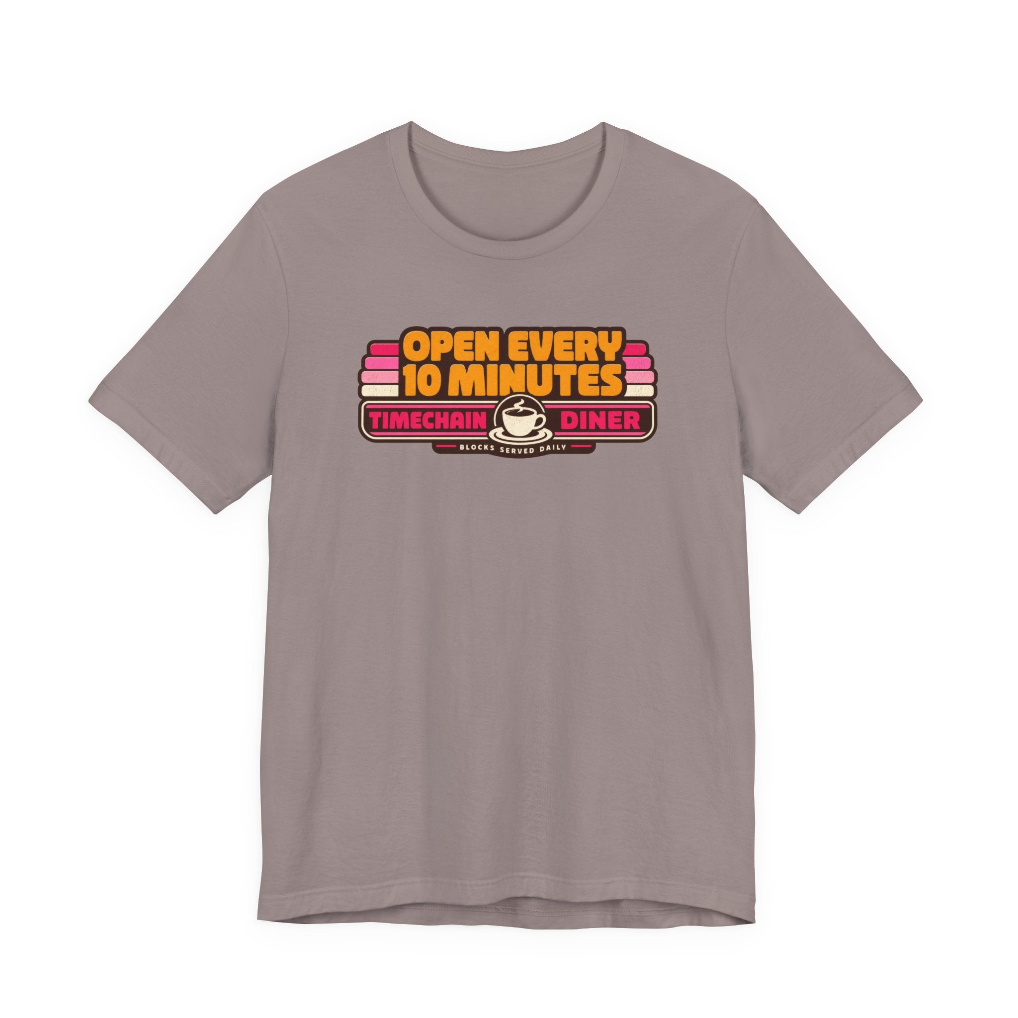 Incognito Open Every 10 Minutes Timechain Diner Tee | Retro Coffee T-Shirt | Bella Canvas 3001