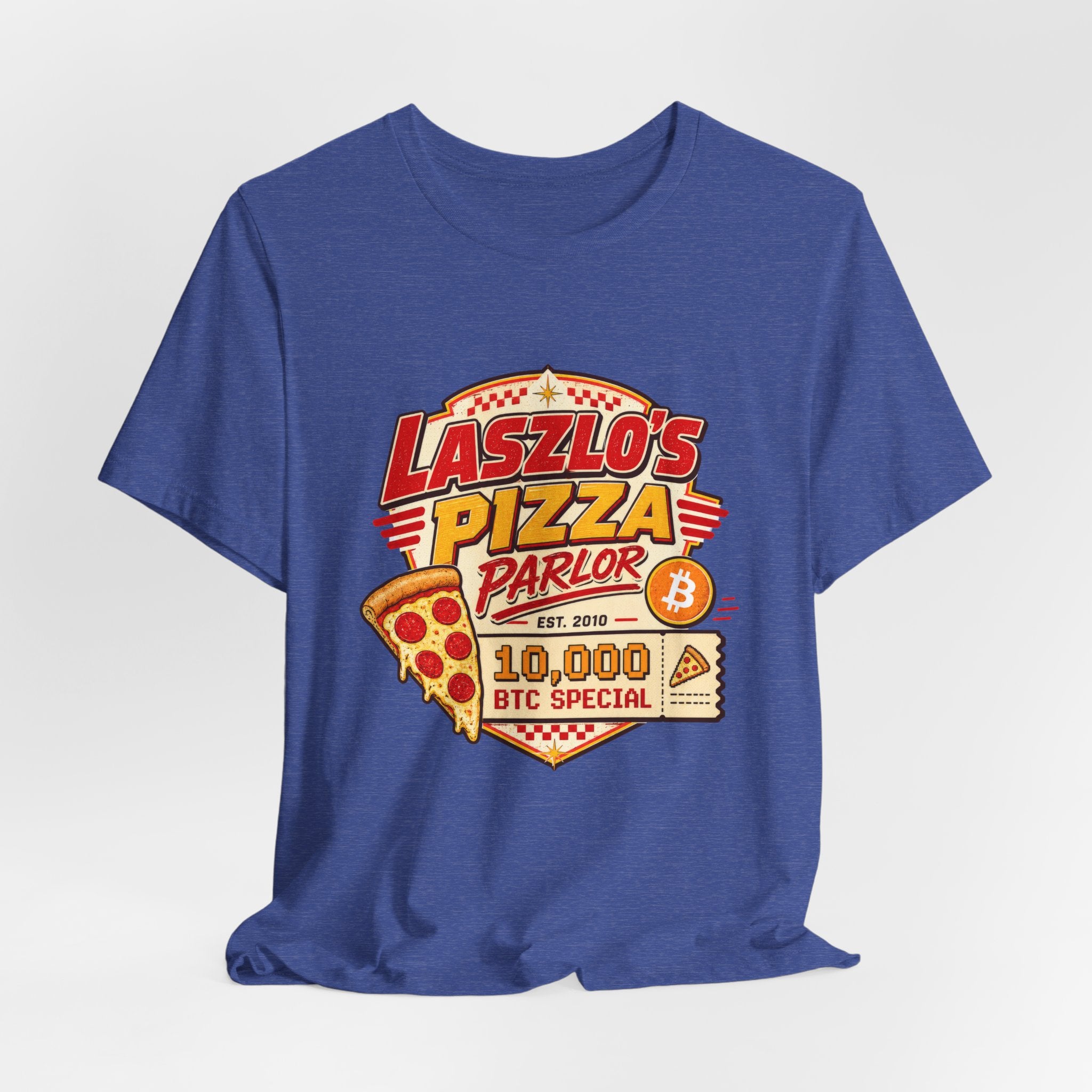 Laszlo's Pizza Parlor 10,000 Bitcoin Pizza Day Tee | Bella Canvas 3001