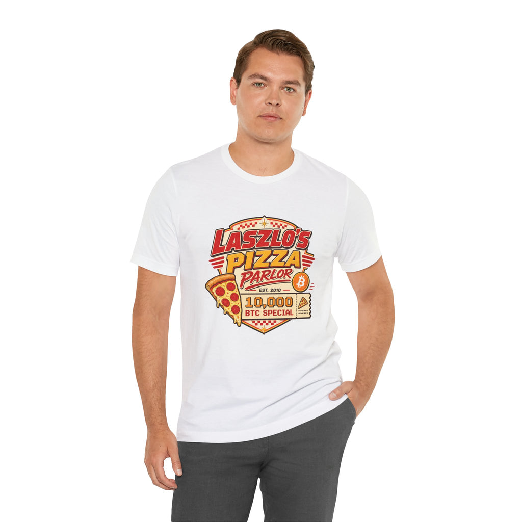 Laszlo's Pizza Parlor 10,000 Bitcoin Pizza Day Tee | Bella Canvas 3001