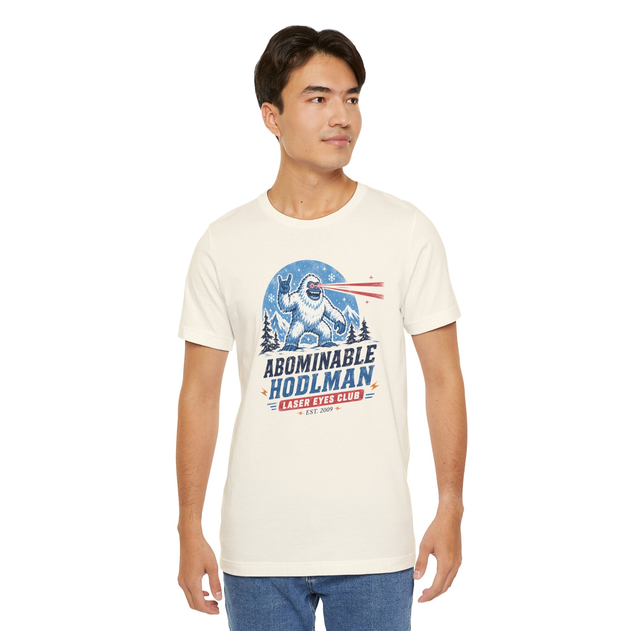Abominable Hodlman Laser Eyes Club Bitcoin Tee | Yeti Holiday Shirt | Bella Canvas 3001