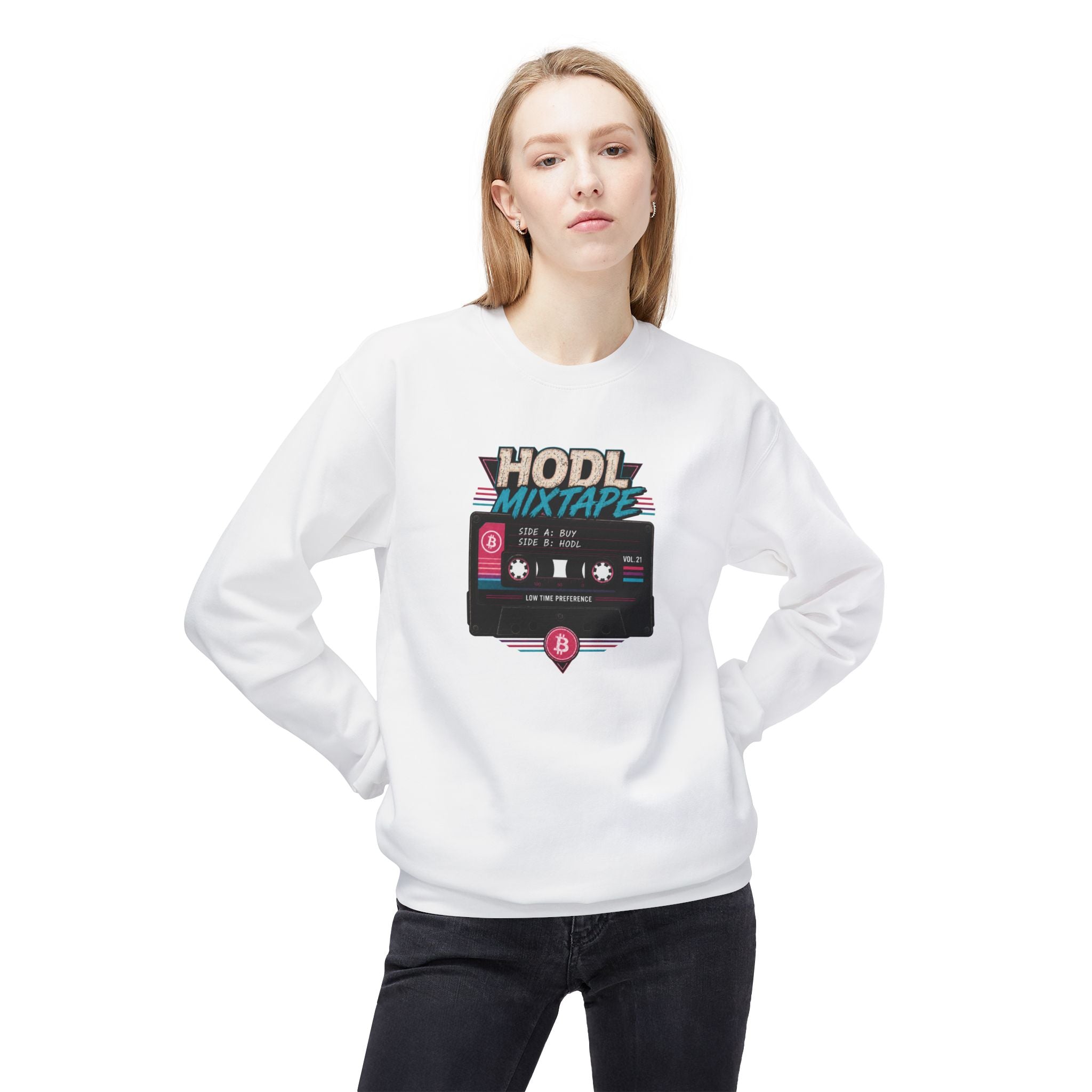 HODL Mixtape cassette design Sweatshirt | Bitcoin retro 80s style | Gildan SF000