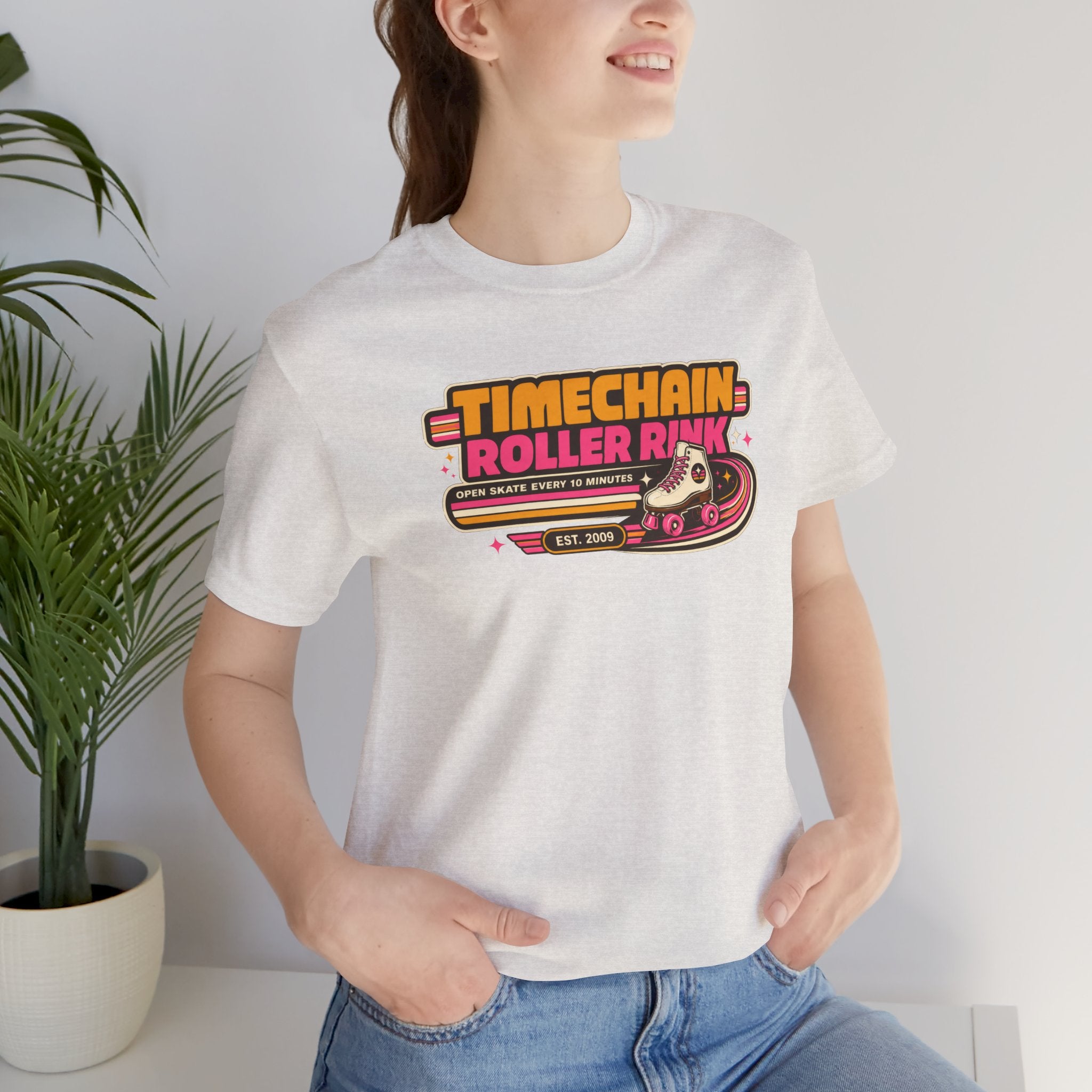 Incognito Timechain Roller Rink graphic tee | Retro roller skate design | Bella Canvas 3001
