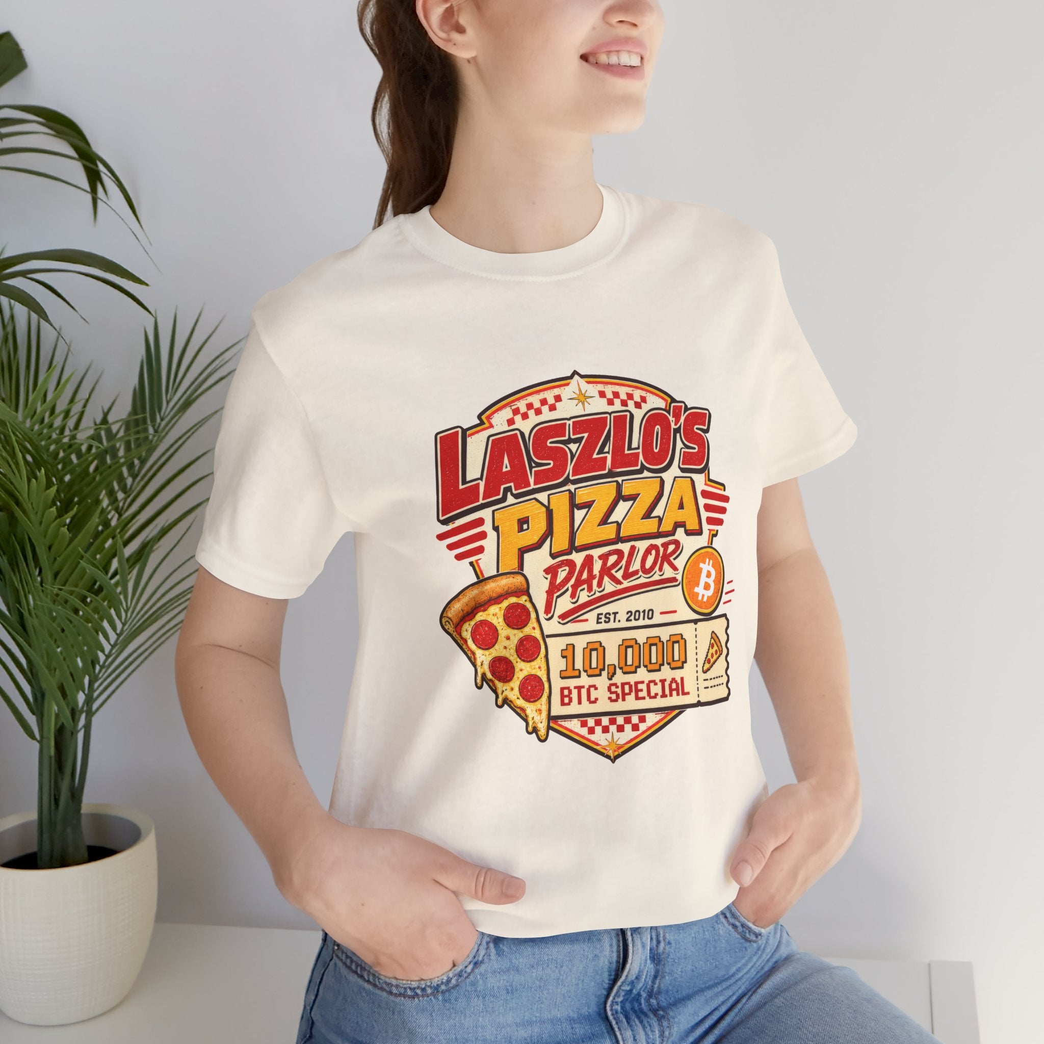 Laszlo's Pizza Parlor 10,000 Bitcoin Pizza Day Tee | Bella Canvas 3001