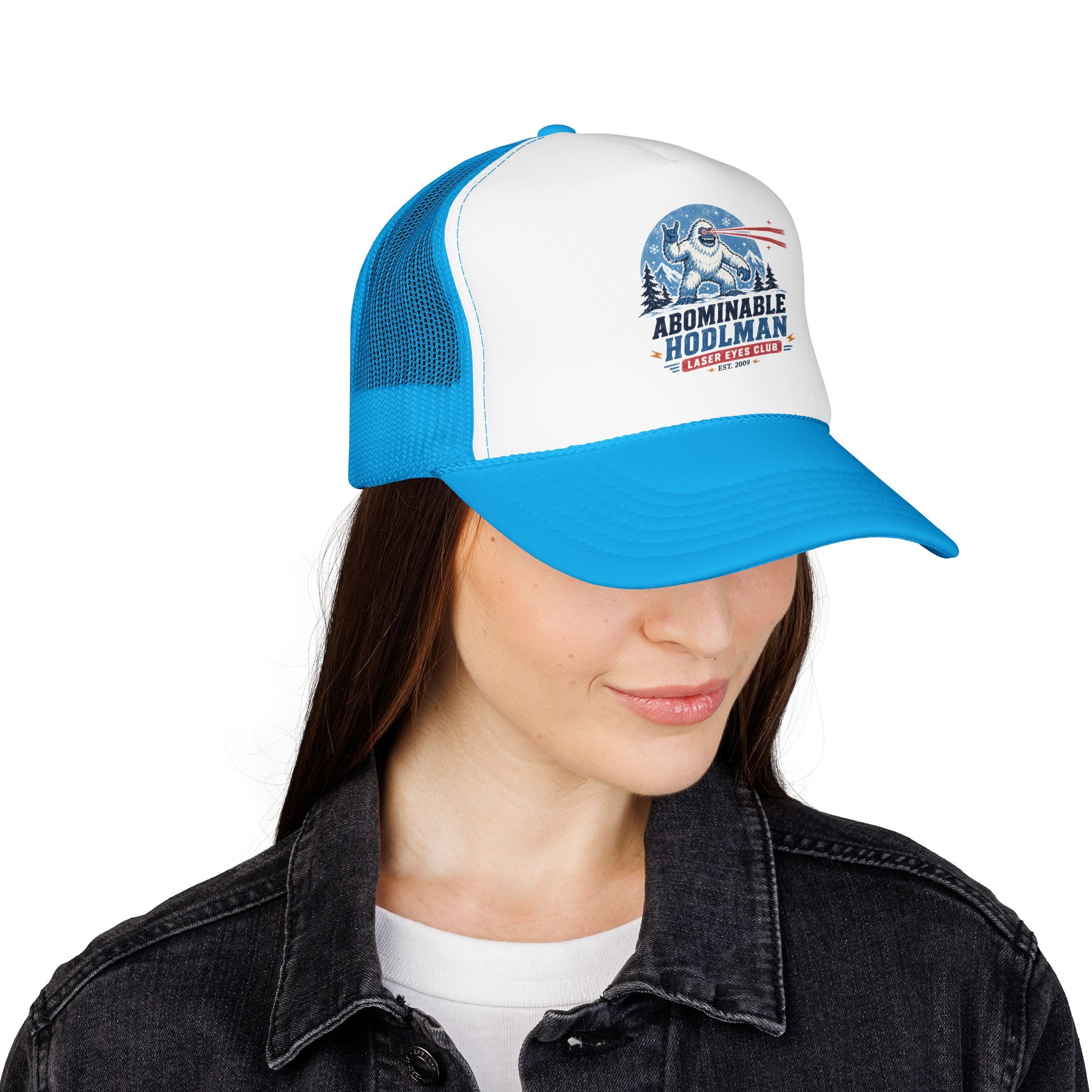 Abominable HODLman Laser Eyes Club Foam Trucker Hat