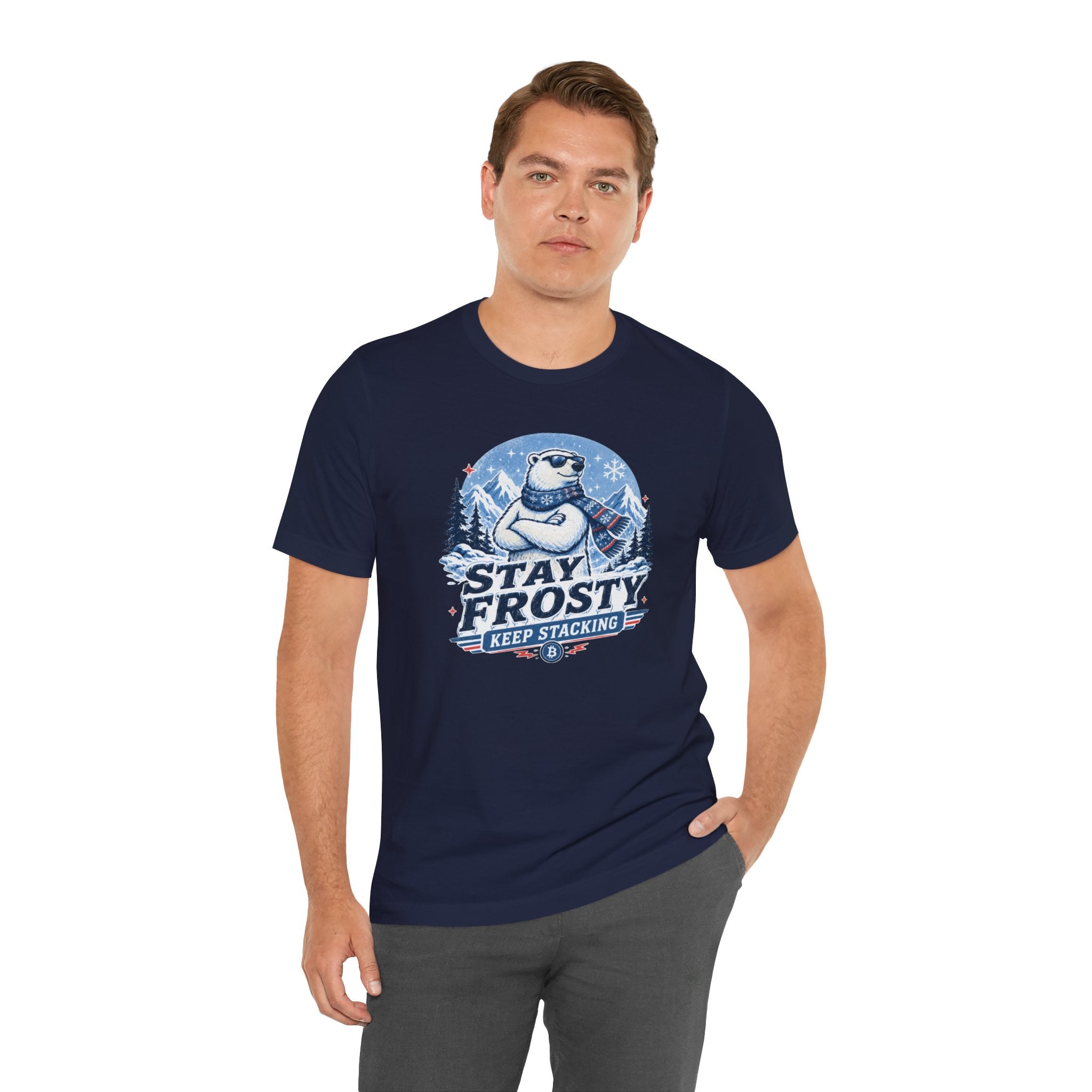 Stay Frosty, Keep Stacking Bitcoin T-Shirt | Bella Canvas 3001