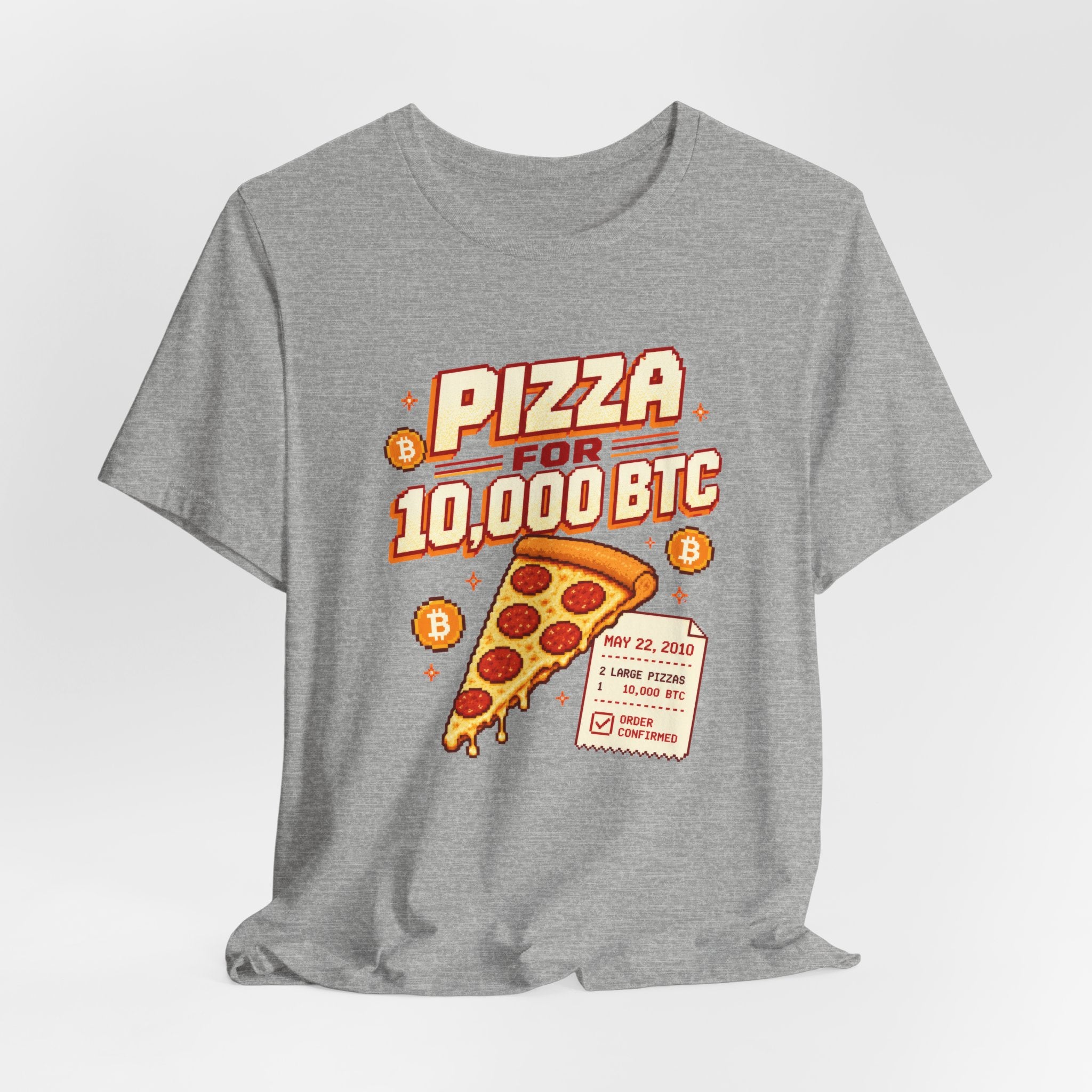Pizza for 10,000 BTC T-Shirt | Bitcoin Pizza Day Tee | Bella Canvas 3001