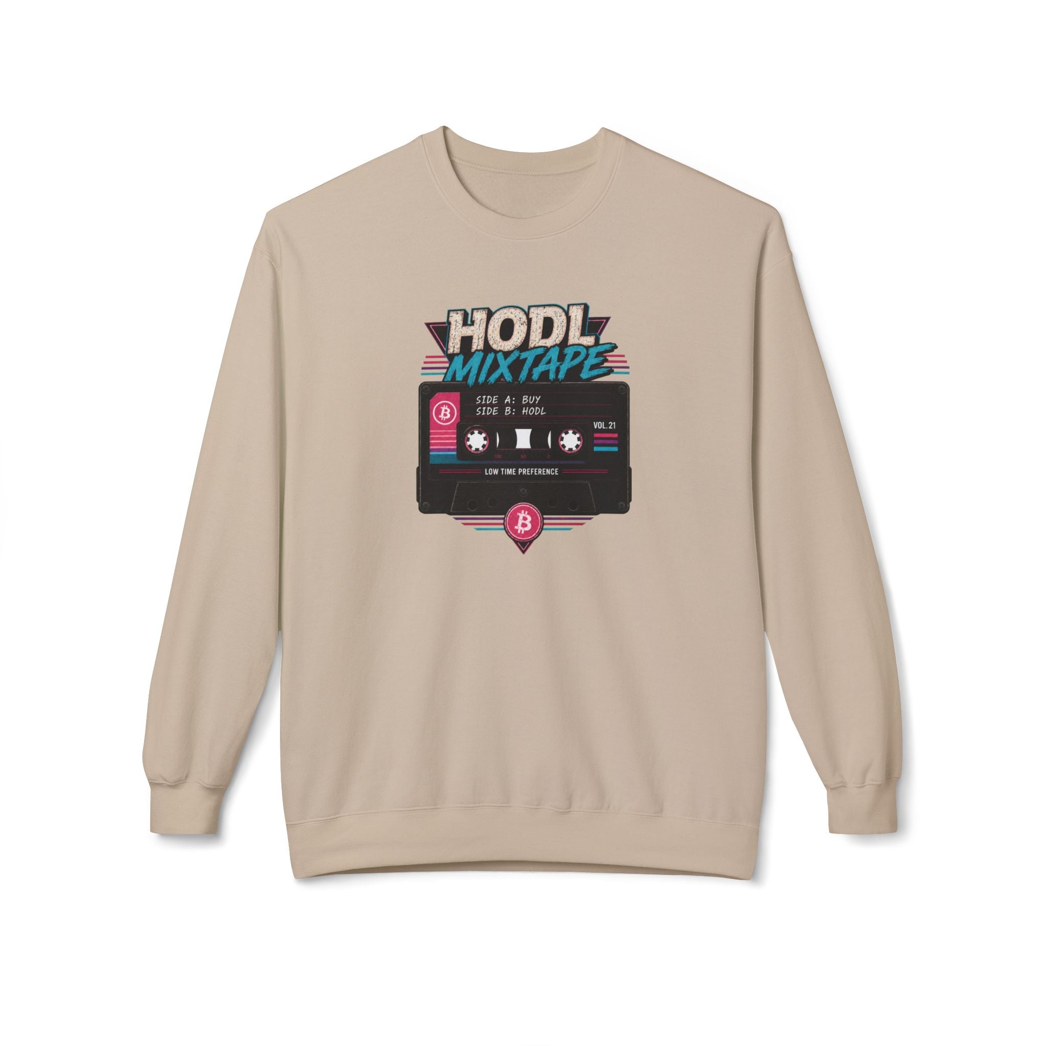 HODL Mixtape cassette design Sweatshirt | Bitcoin retro 80s style | Gildan SF000