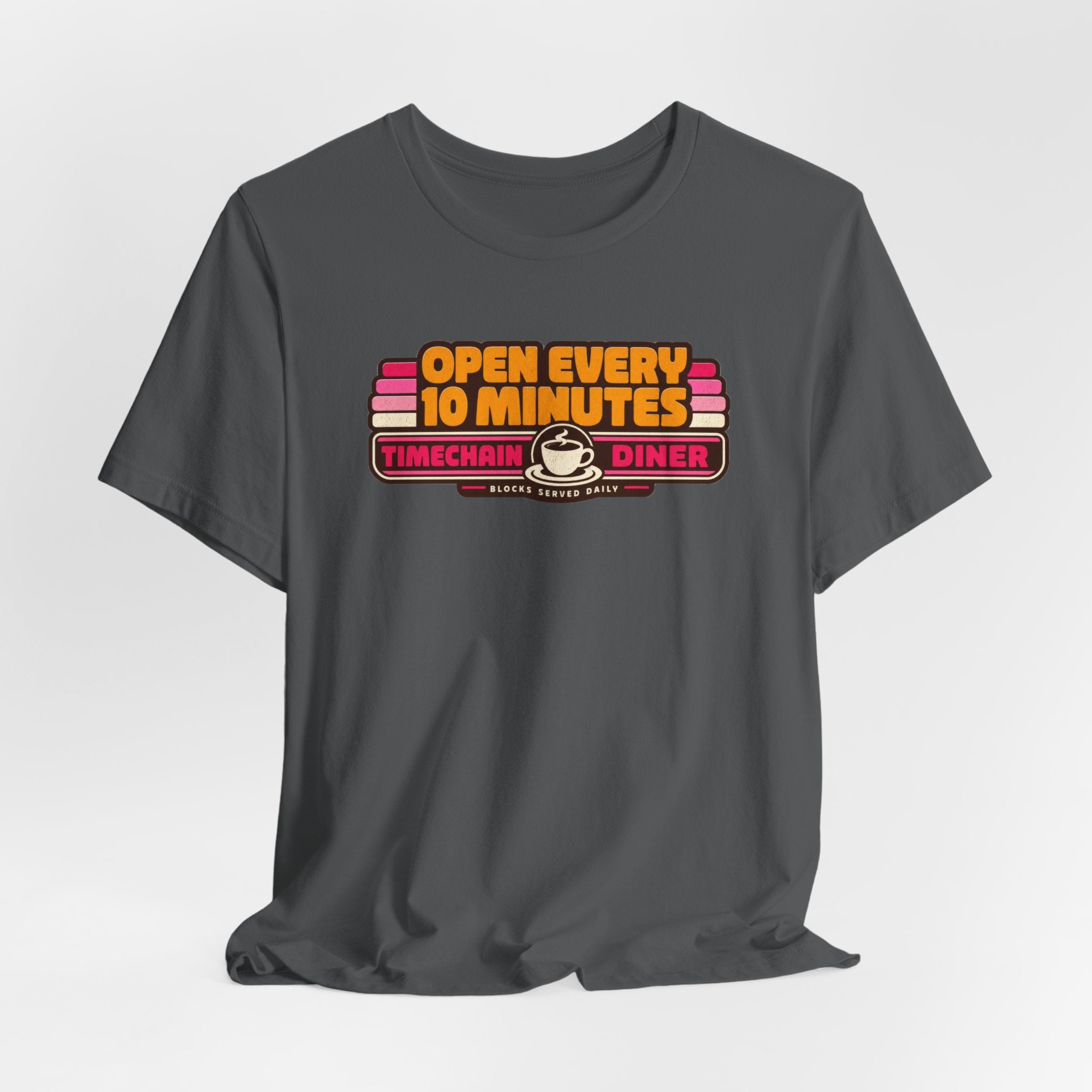 Incognito Open Every 10 Minutes Timechain Diner Tee | Retro Coffee T-Shirt | Bella Canvas 3001