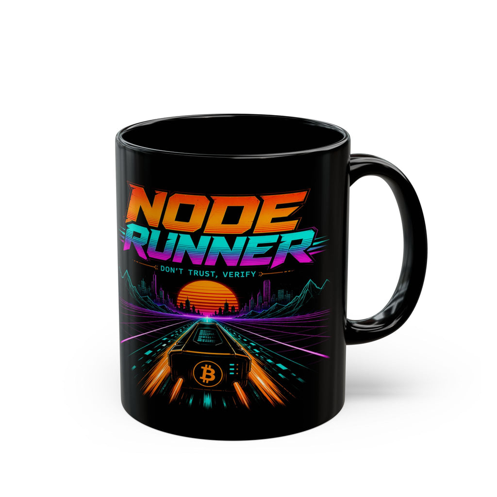 Node Runner Retro Cyberroad Mug | Bitcoin Neon 80s Synthwave 11oz and 15oz