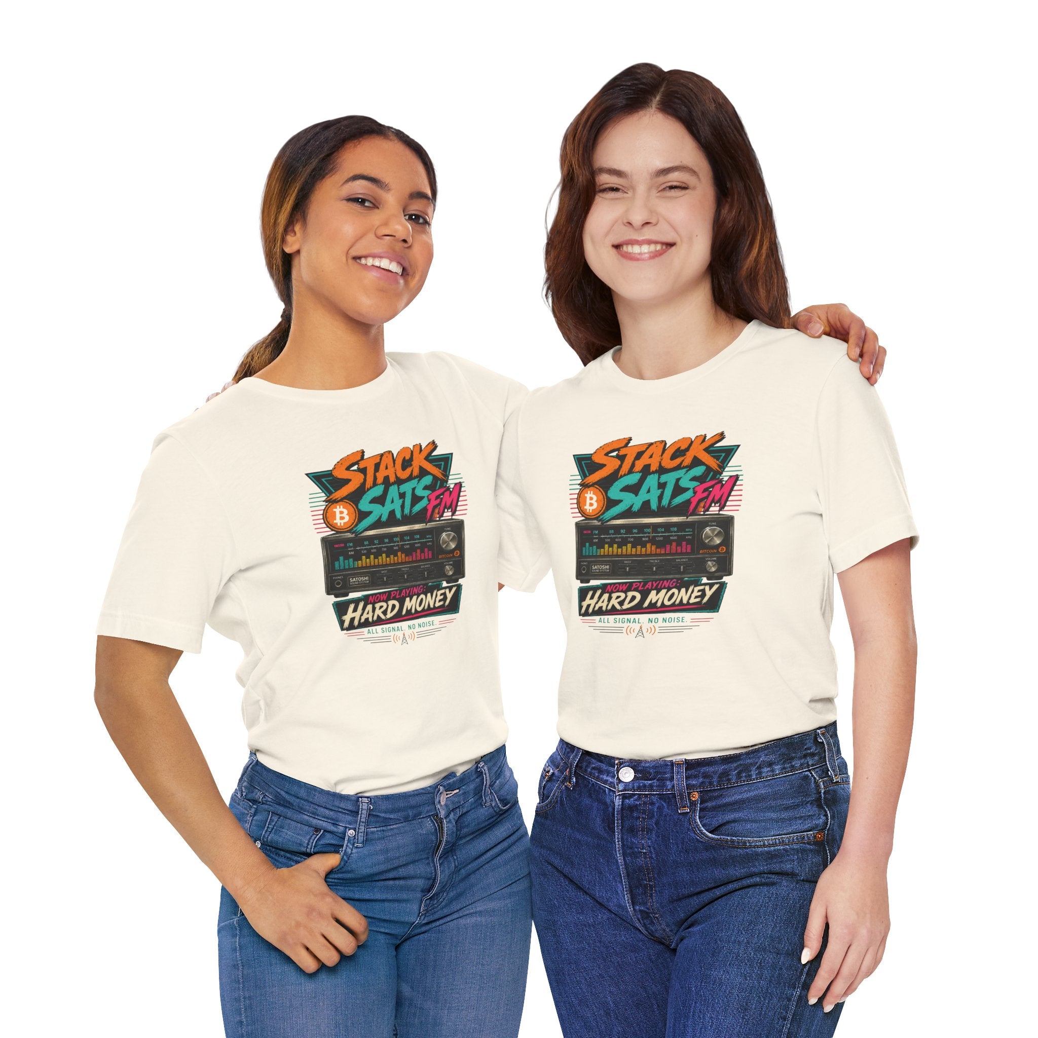 Stack Sats FM Radio cassette graphic T-shirt | Bitcoin hard money 80s retro Tee | Bella Canvas 3001