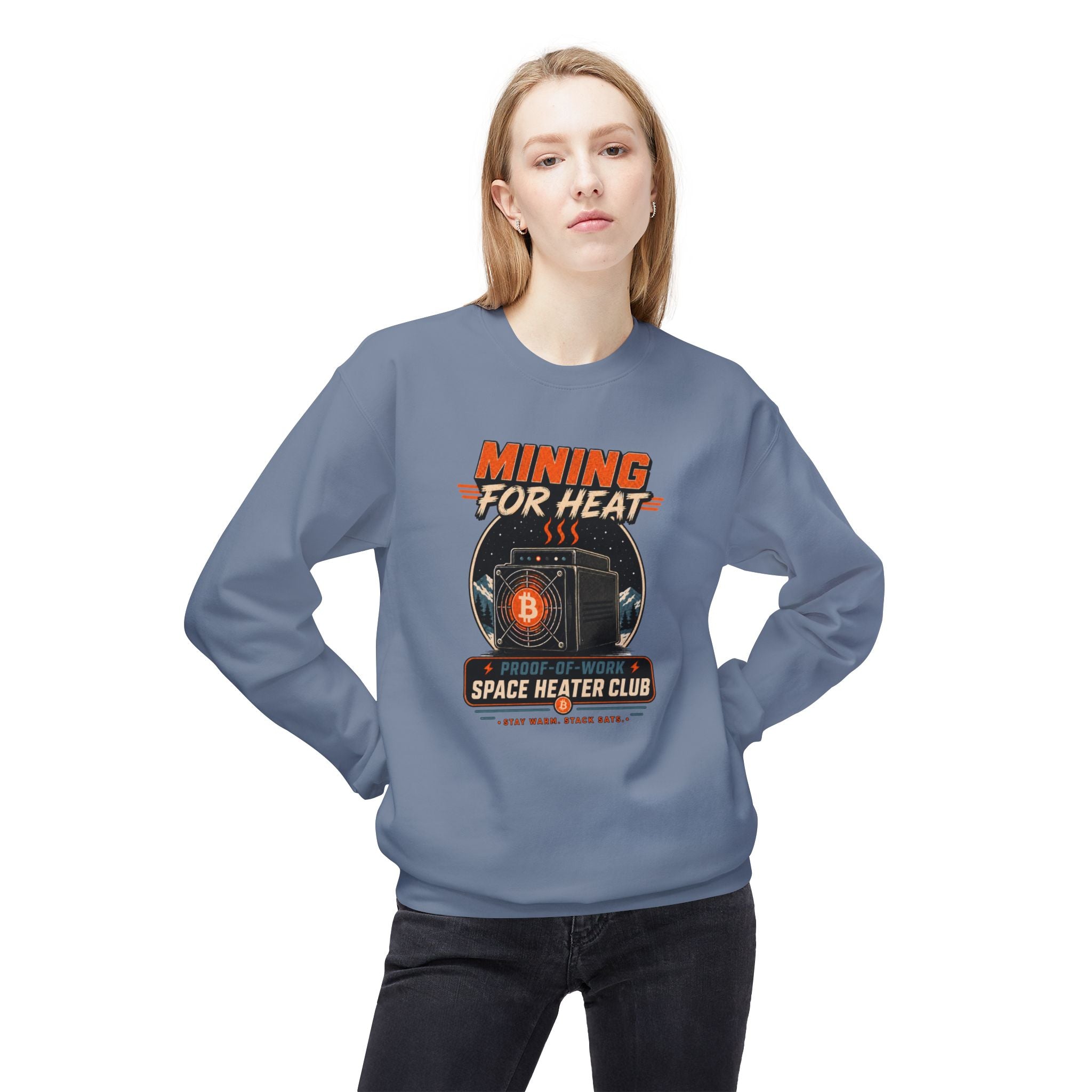 Bitcoin Miner Space Heater Club Sweatshirt | Mining for Heat | Gildan SF000