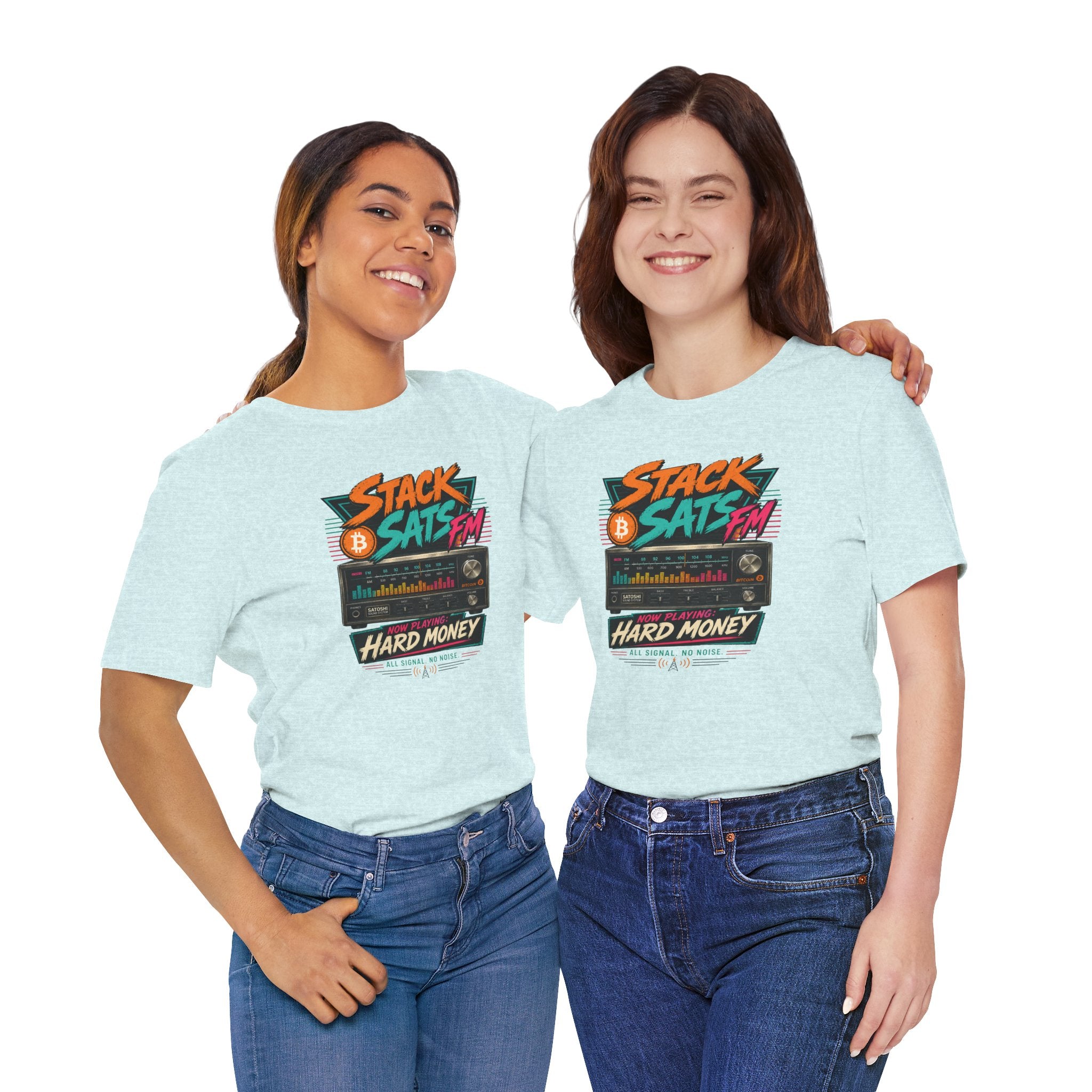 Stack Sats FM Radio cassette graphic T-shirt | Bitcoin hard money 80s retro Tee | Bella Canvas 3001