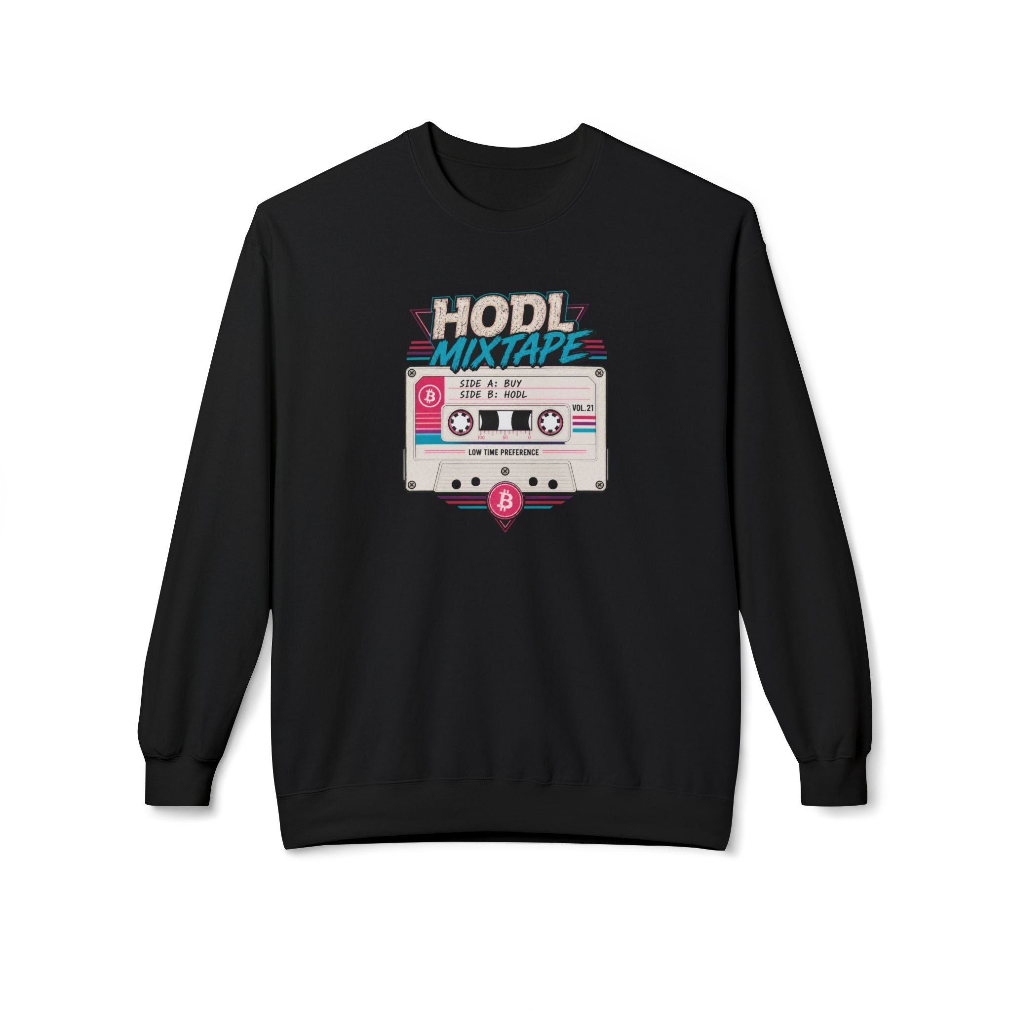 HODL Mixtape cassette design Sweatshirt | Bitcoin retro 80s style | Gildan SF000