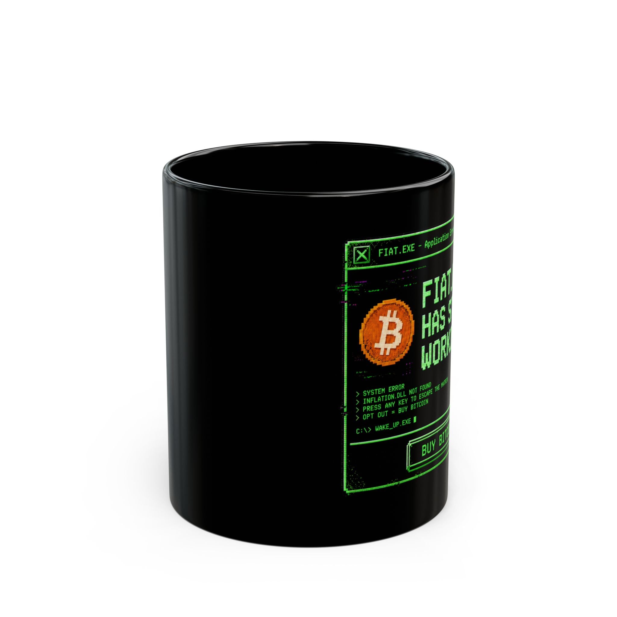 Fiat.exe Has Stopped Working Mug | Bitcoin Glitch Art Coffee Cup 11oz and 15oz