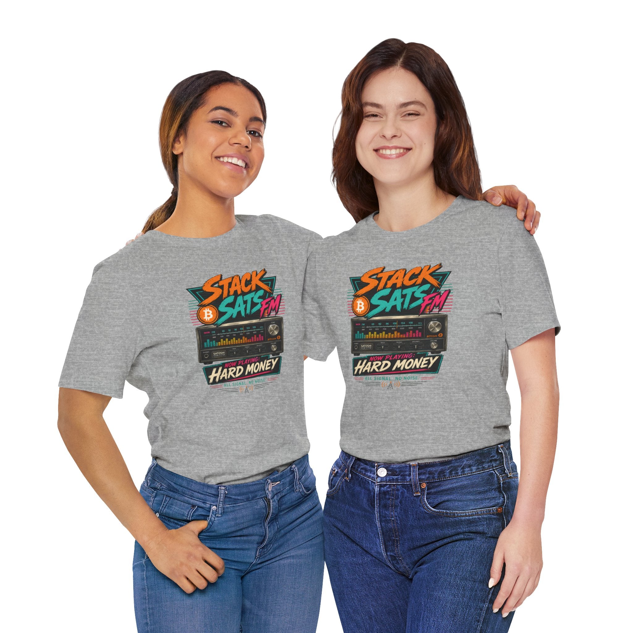Stack Sats FM Radio cassette graphic T-shirt | Bitcoin hard money 80s retro Tee | Bella Canvas 3001