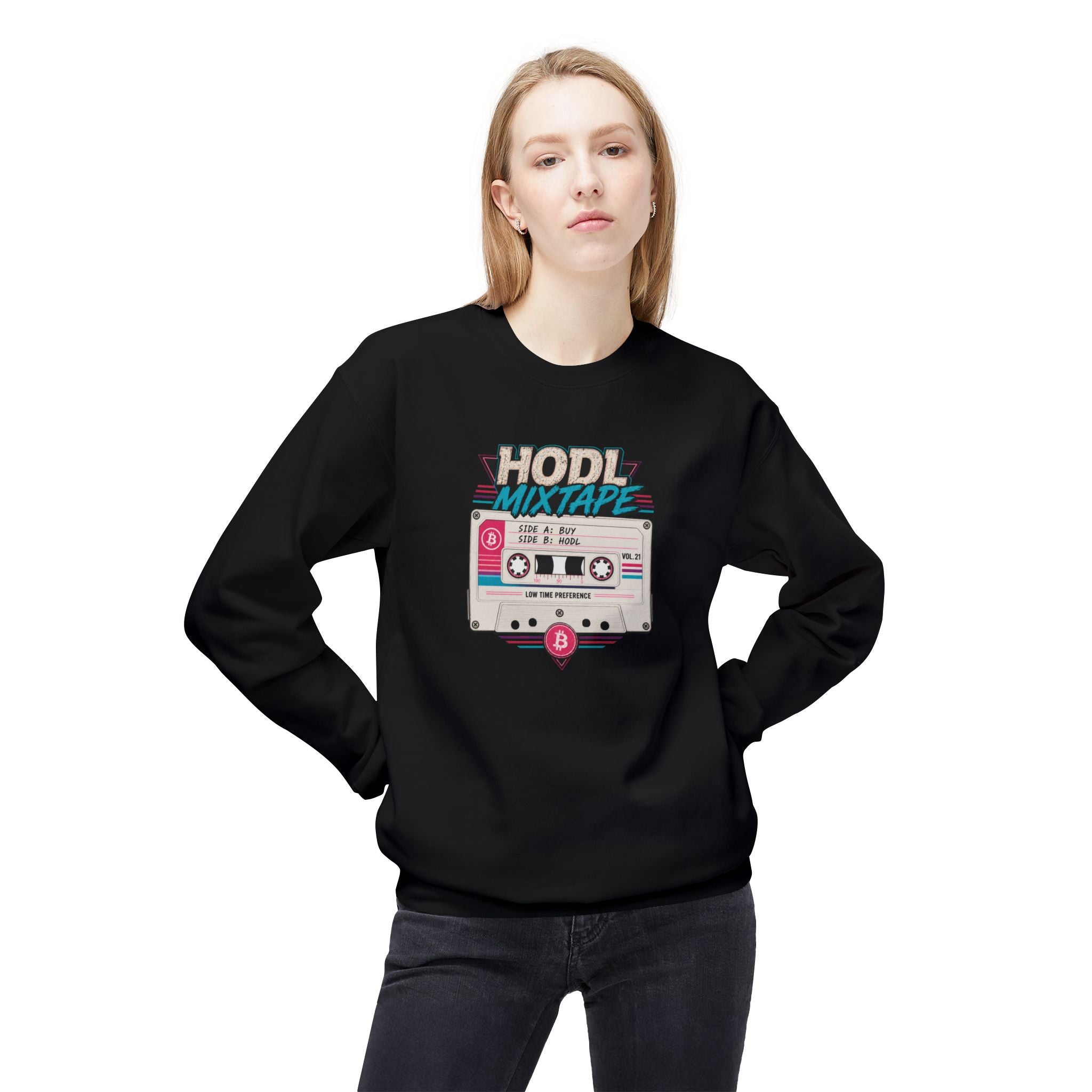 HODL Mixtape cassette design Sweatshirt | Bitcoin retro 80s style | Gildan SF000