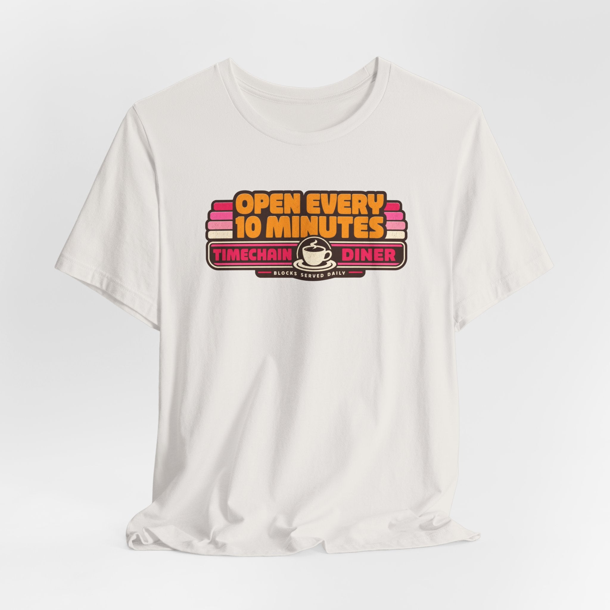 Incognito Open Every 10 Minutes Timechain Diner Tee | Retro Coffee T-Shirt | Bella Canvas 3001