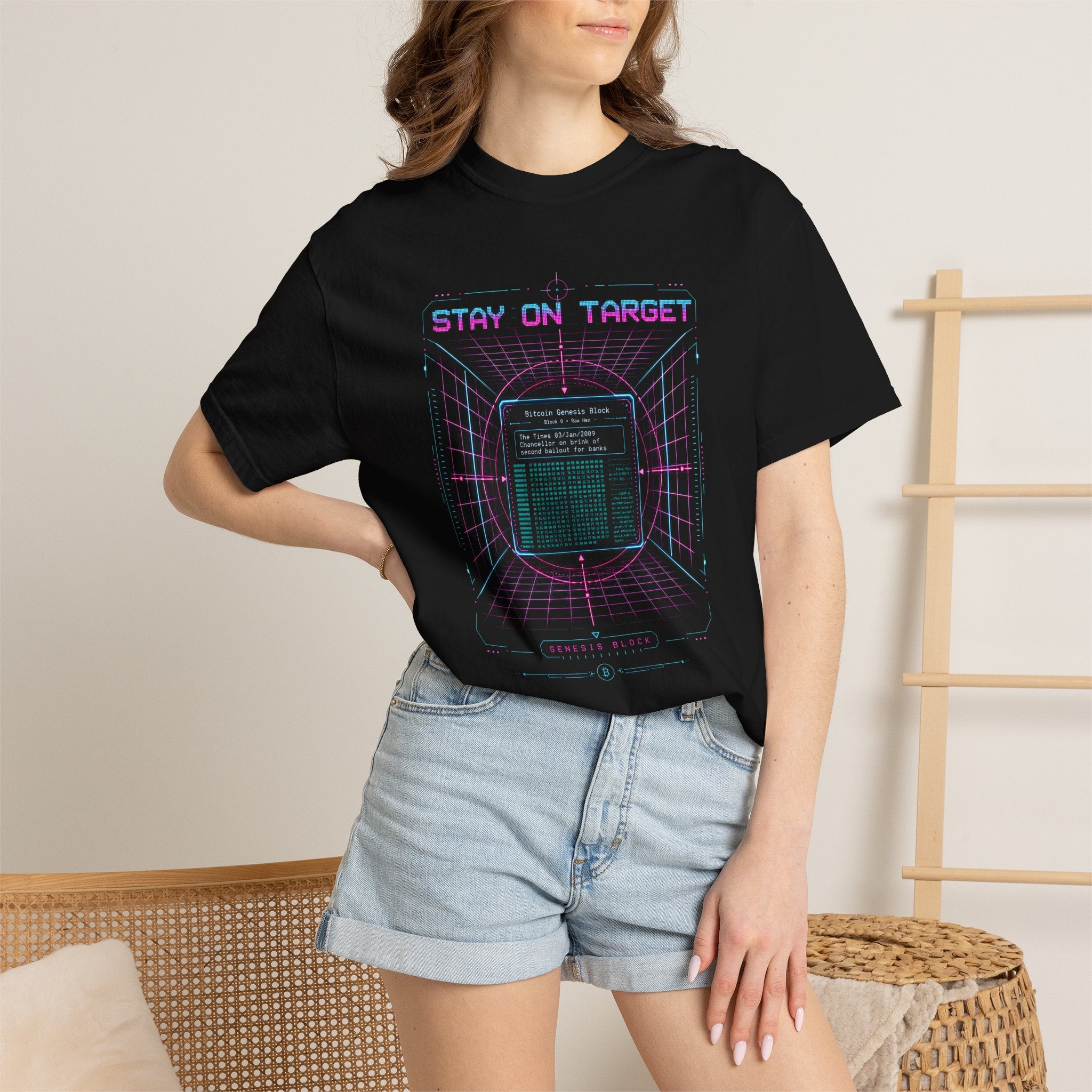 Bitcoin Genesis Block Heavyweight Tee | Retro 80s Cypherpunk T-shirt | Stay on Target | Comfort Colors 1717