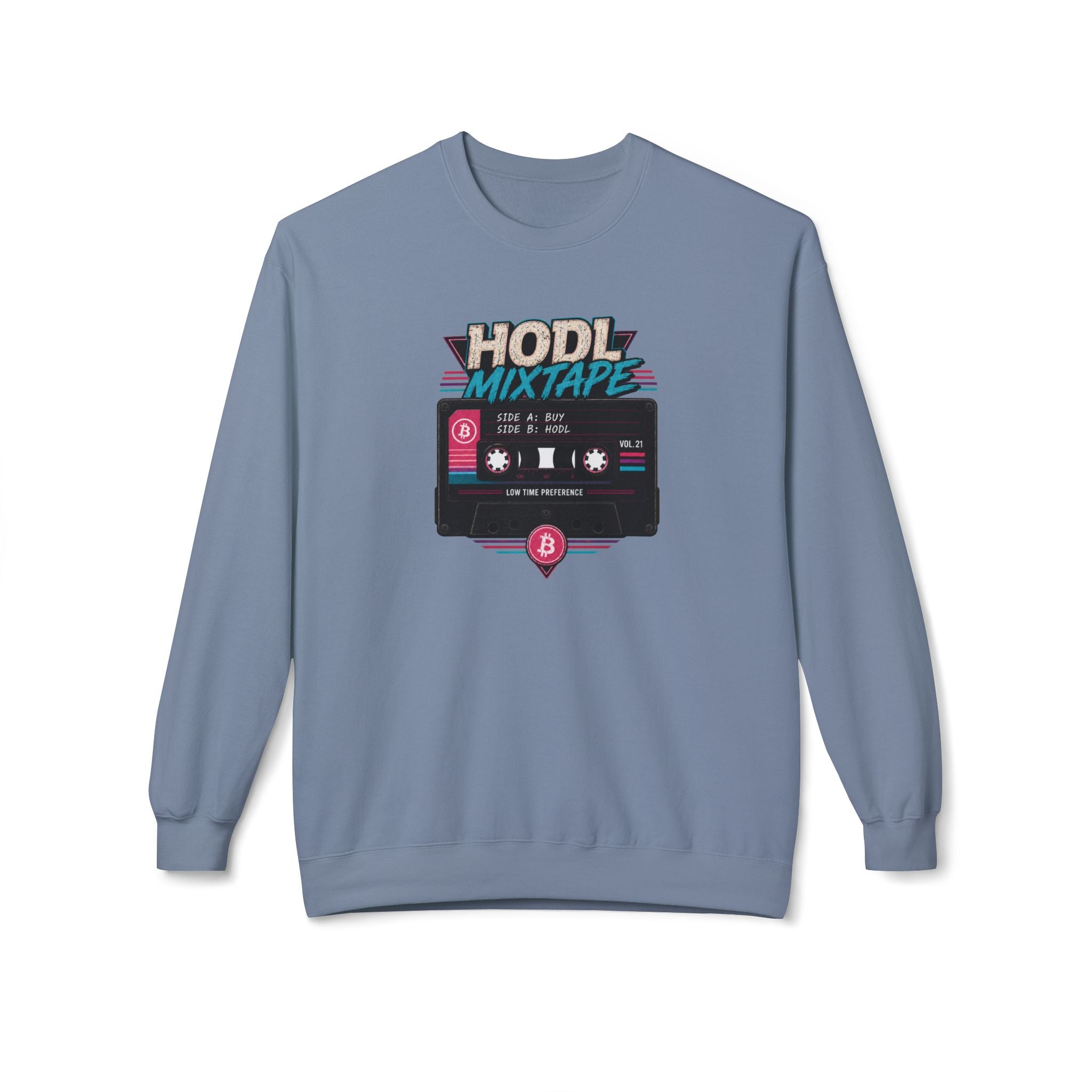 HODL Mixtape cassette design Sweatshirt | Bitcoin retro 80s style | Gildan SF000