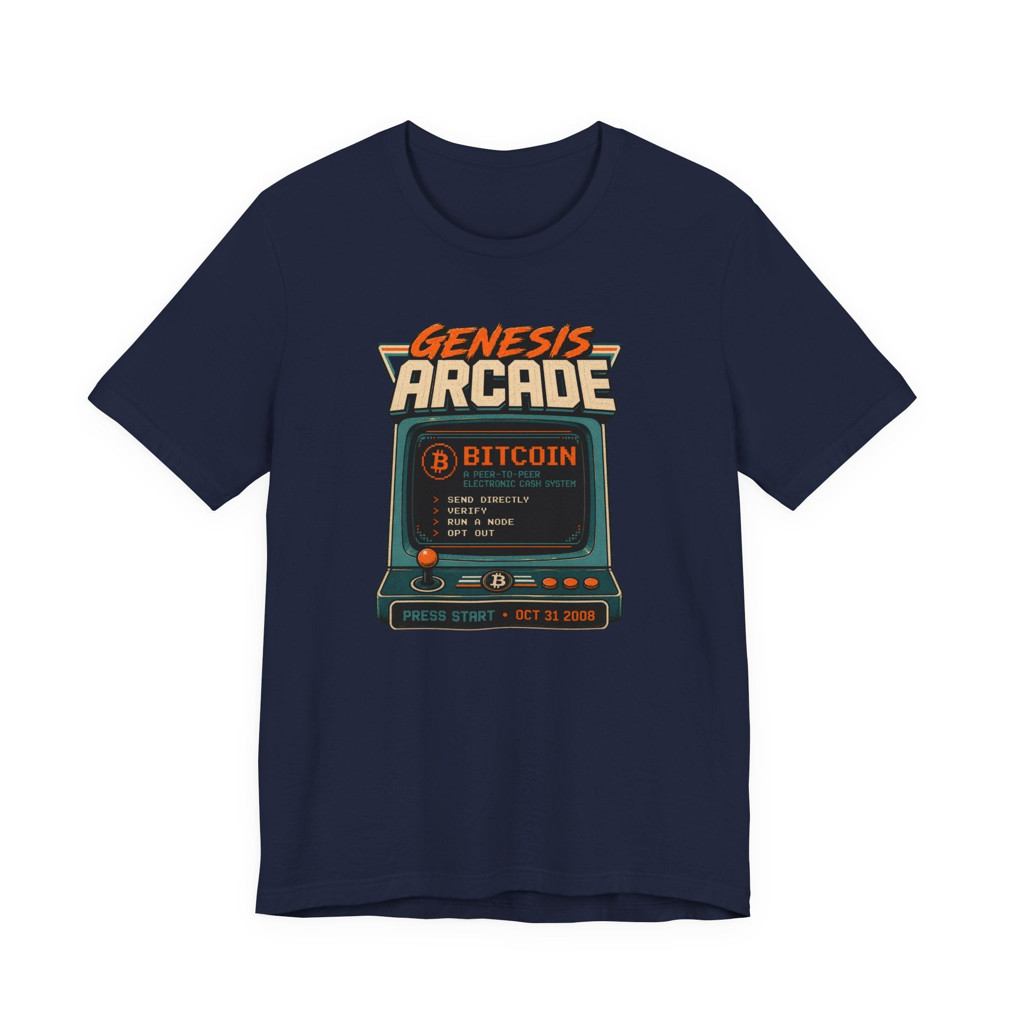 Bitcoin Genesis Block Retro Arcade T-Shirt | Bella Canvas 3001