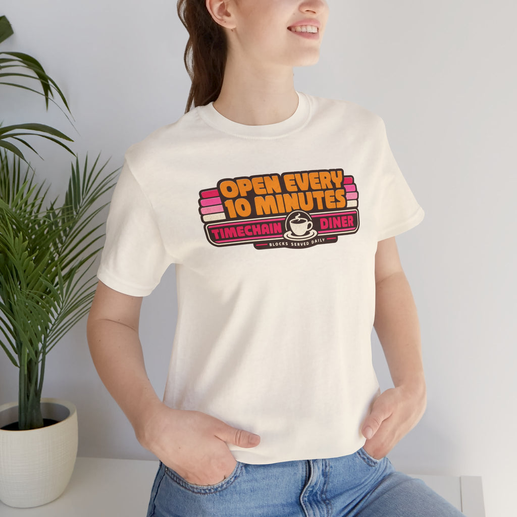 Incognito Open Every 10 Minutes Timechain Diner Tee | Retro Coffee T-Shirt | Bella Canvas 3001
