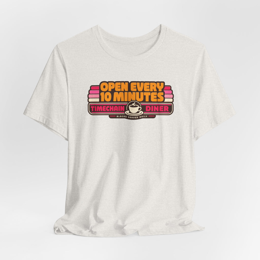 Incognito Open Every 10 Minutes Timechain Diner Tee | Retro Coffee T-Shirt | Bella Canvas 3001