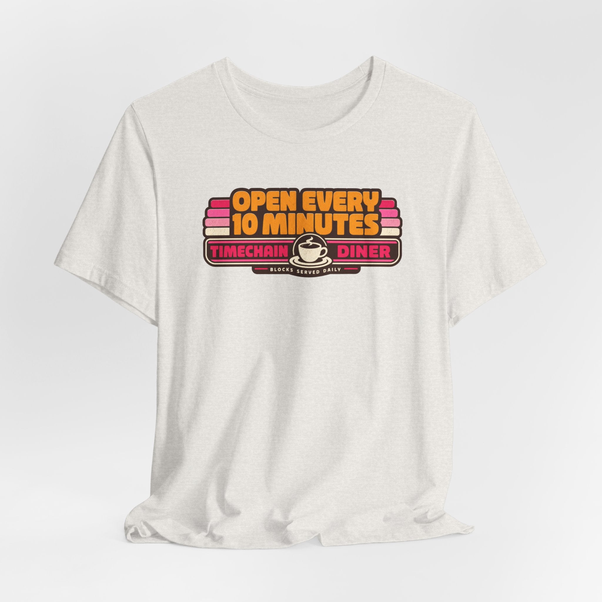Incognito Open Every 10 Minutes Timechain Diner Tee | Retro Coffee T-Shirt | Bella Canvas 3001