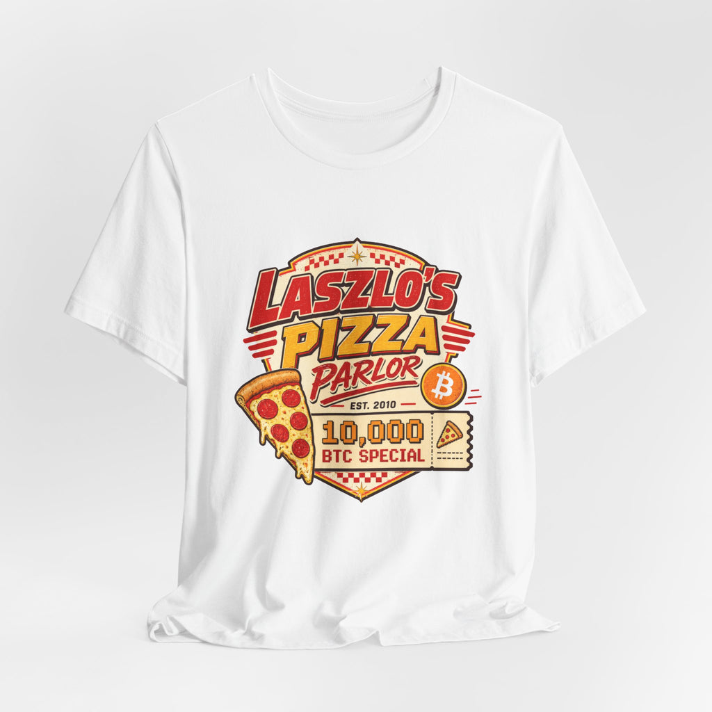 Laszlo's Pizza Parlor 10,000 Bitcoin Pizza Day Tee | Bella Canvas 3001