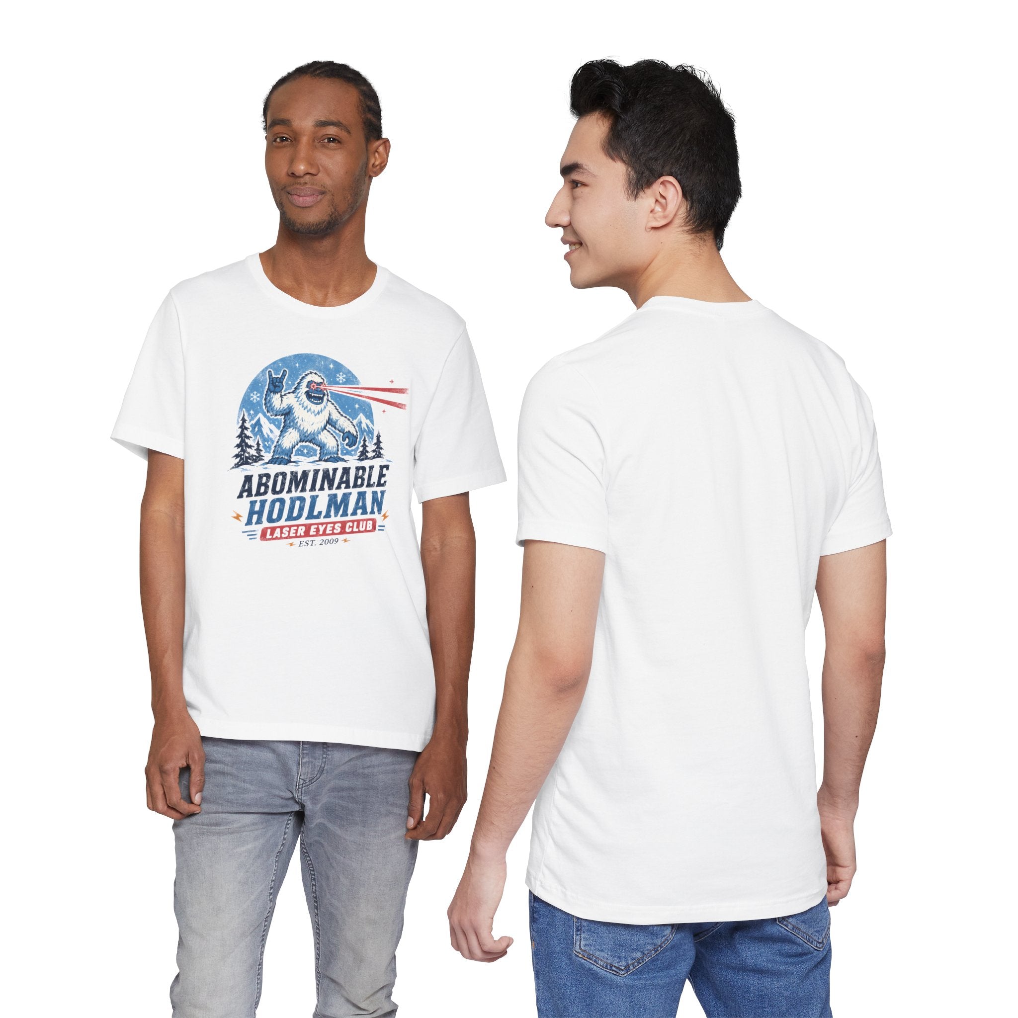 Abominable Hodlman Laser Eyes Club Bitcoin Tee | Yeti Holiday Shirt | Bella Canvas 3001
