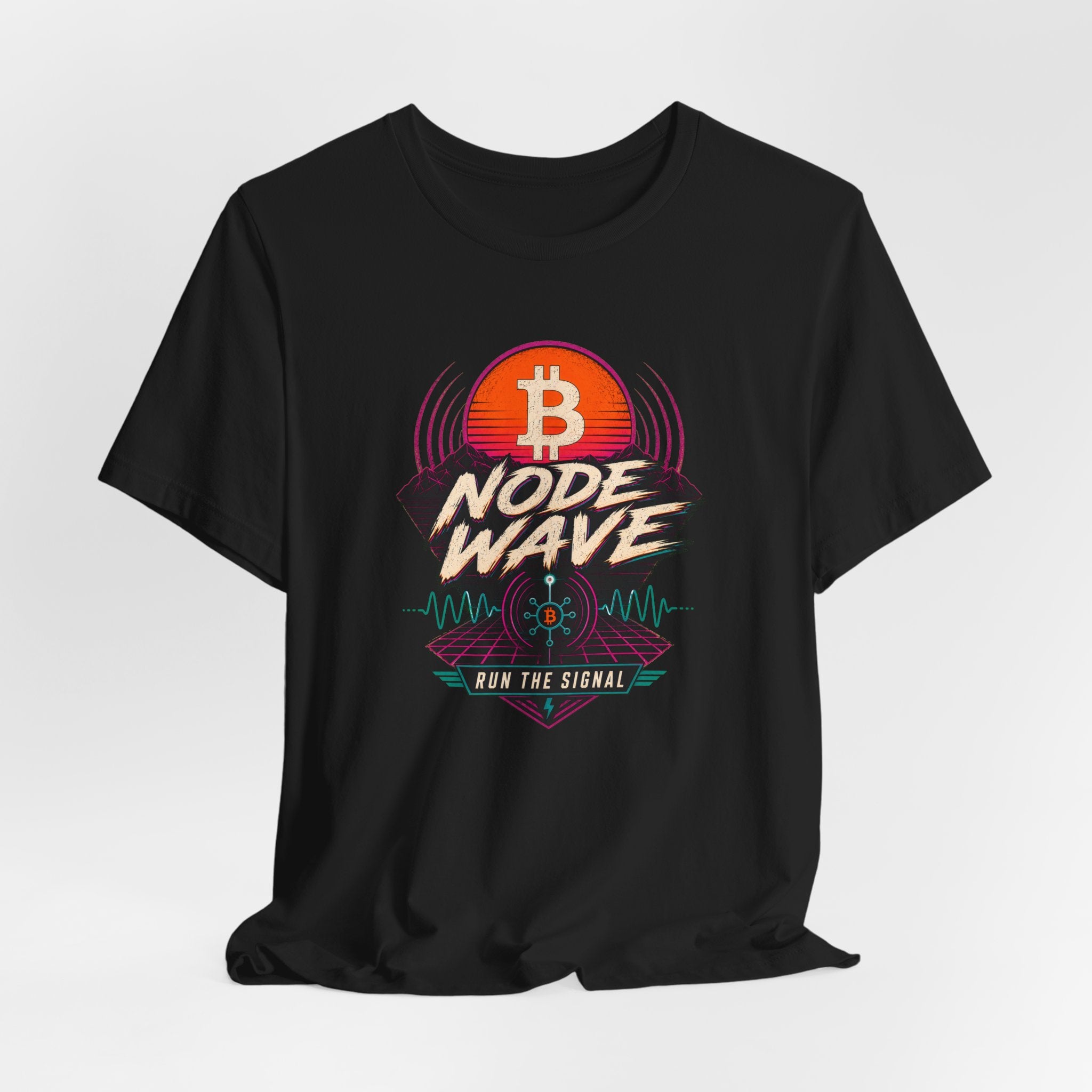 Bitcoin Node Wave "Run the Signal" Retro Tee | Bella Canvas 3001